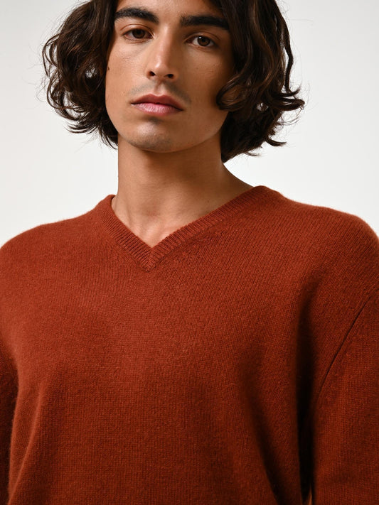 VICTOR pull col v 4 fils écureuil 100% cachemire