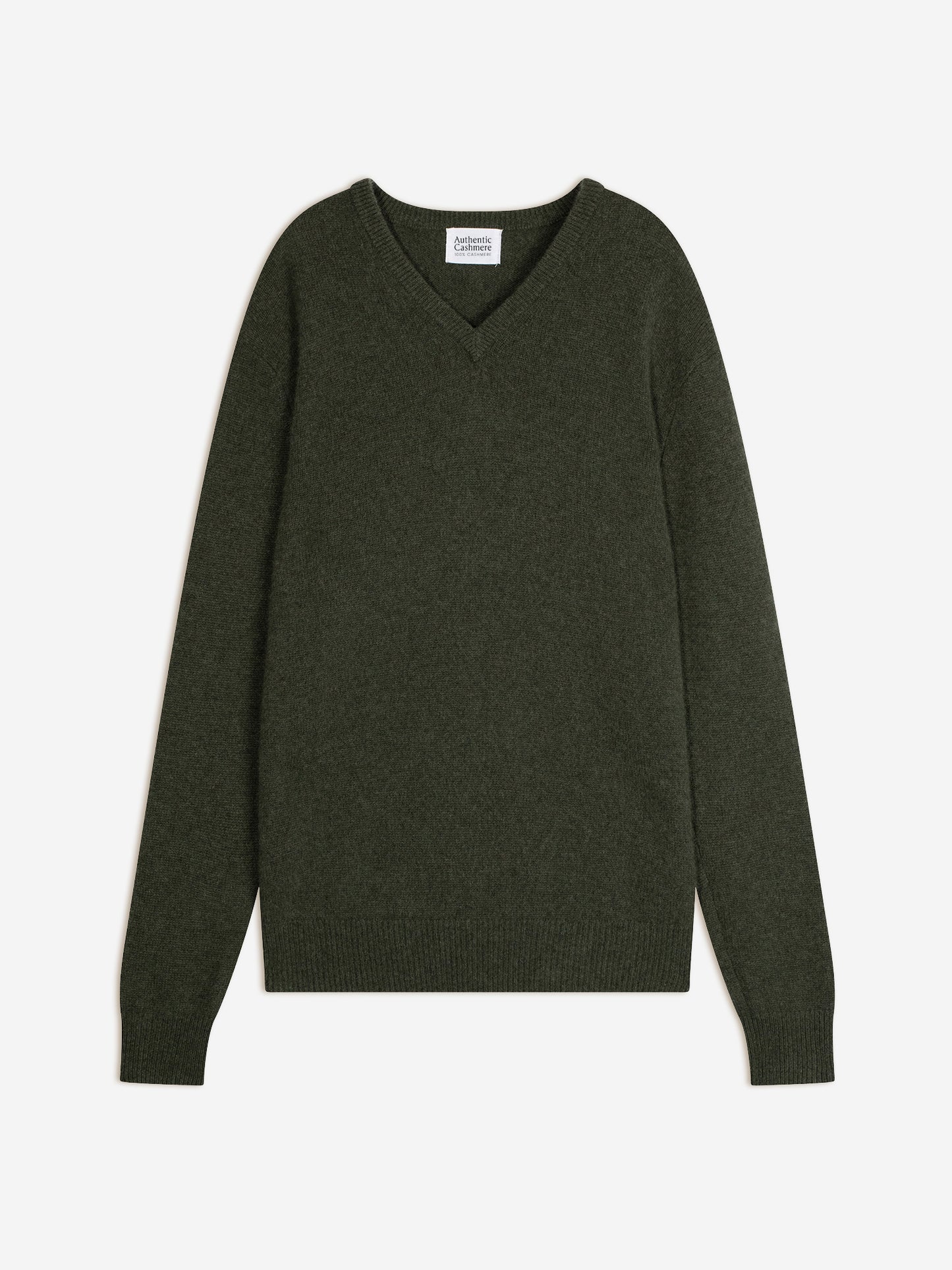 VICTOR pull col v 4 fils kaki chiné 100% cachemire