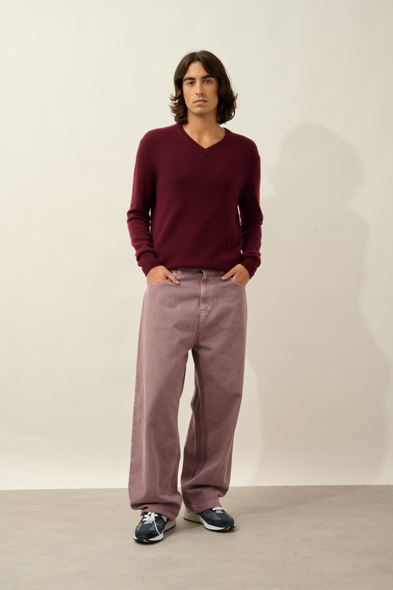 victor pull col v 4 fils mûre 100% cachemire