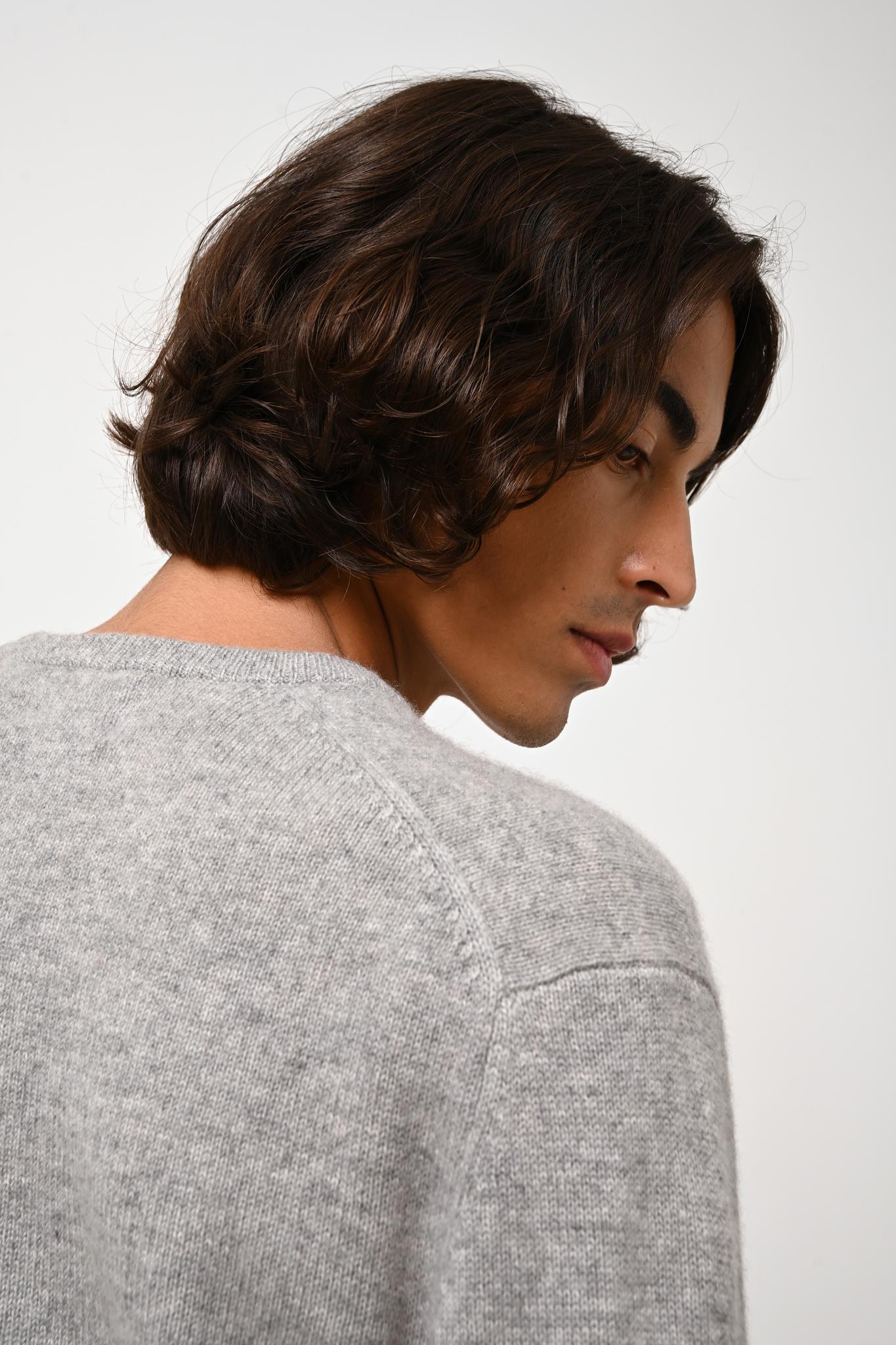 VICTOR 4-thread v-neck sweater nuage chiné 100% cashmere