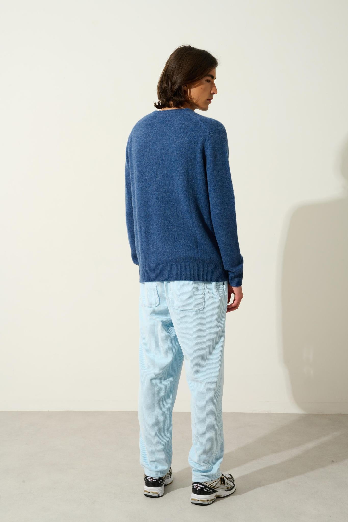 VICTOR 4-fädiger Ocean Heather V-Ausschnitt Pullover 100% Kaschmir