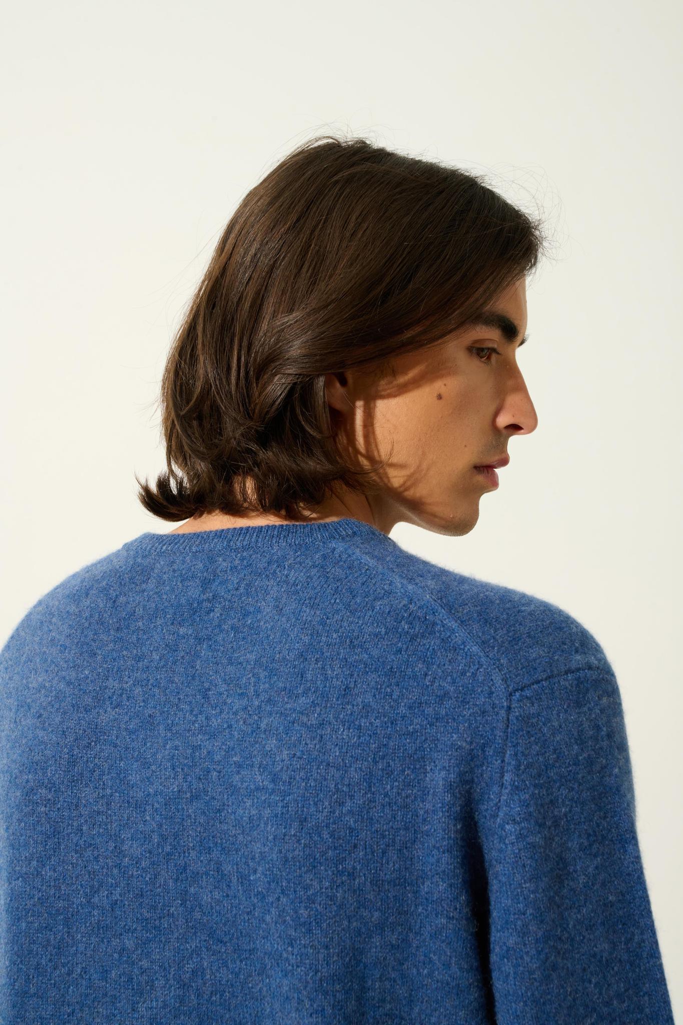 VICTOR 4-fädiger Ocean Heather V-Ausschnitt Pullover 100% Kaschmir