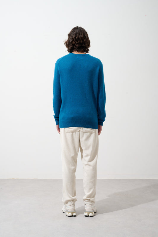 VICTOR pull col v 4 fils paon 100% cachemire