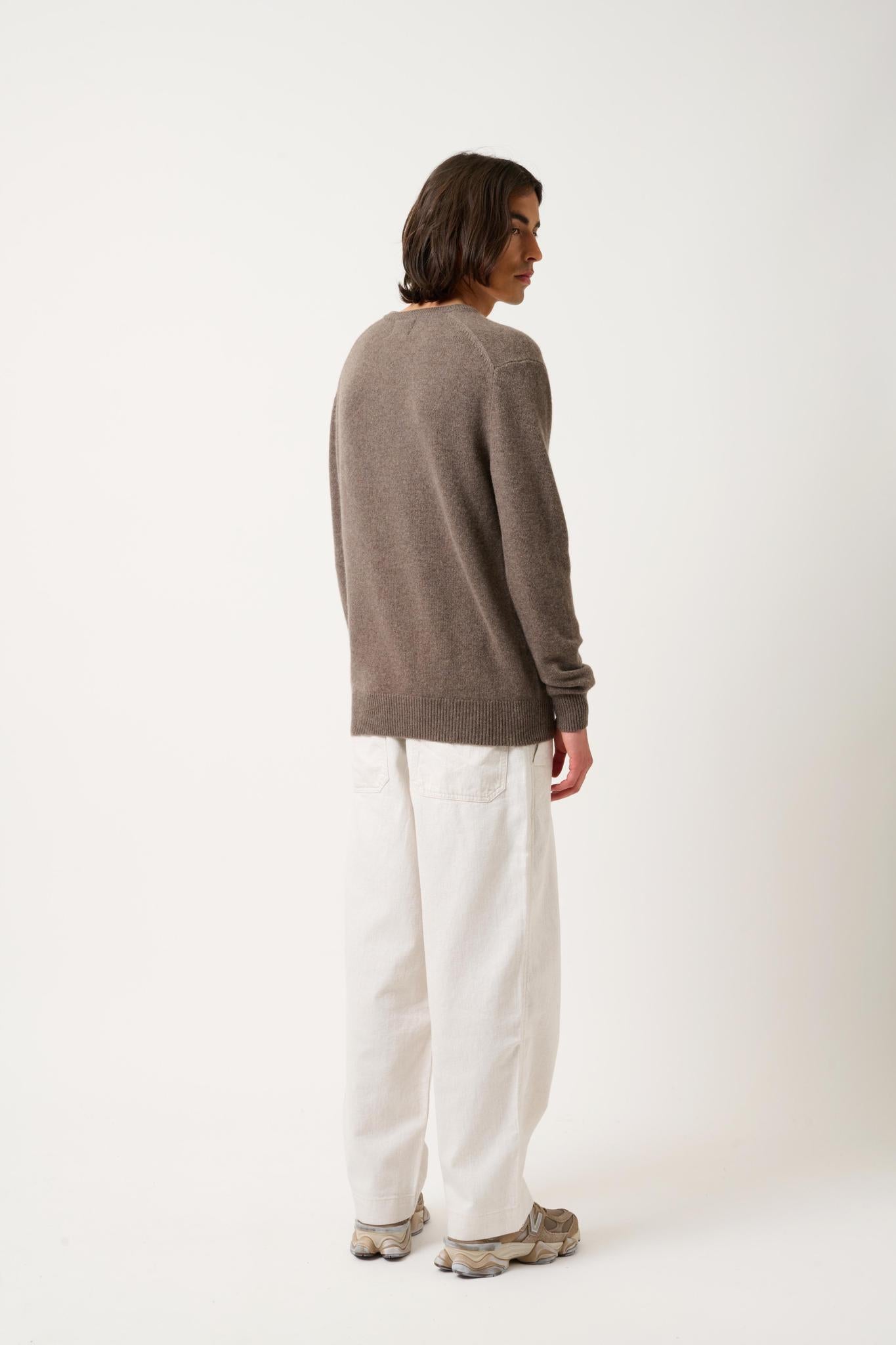 VICTOR v-neck 4-thread taupe mottled sweater 100% cashmere