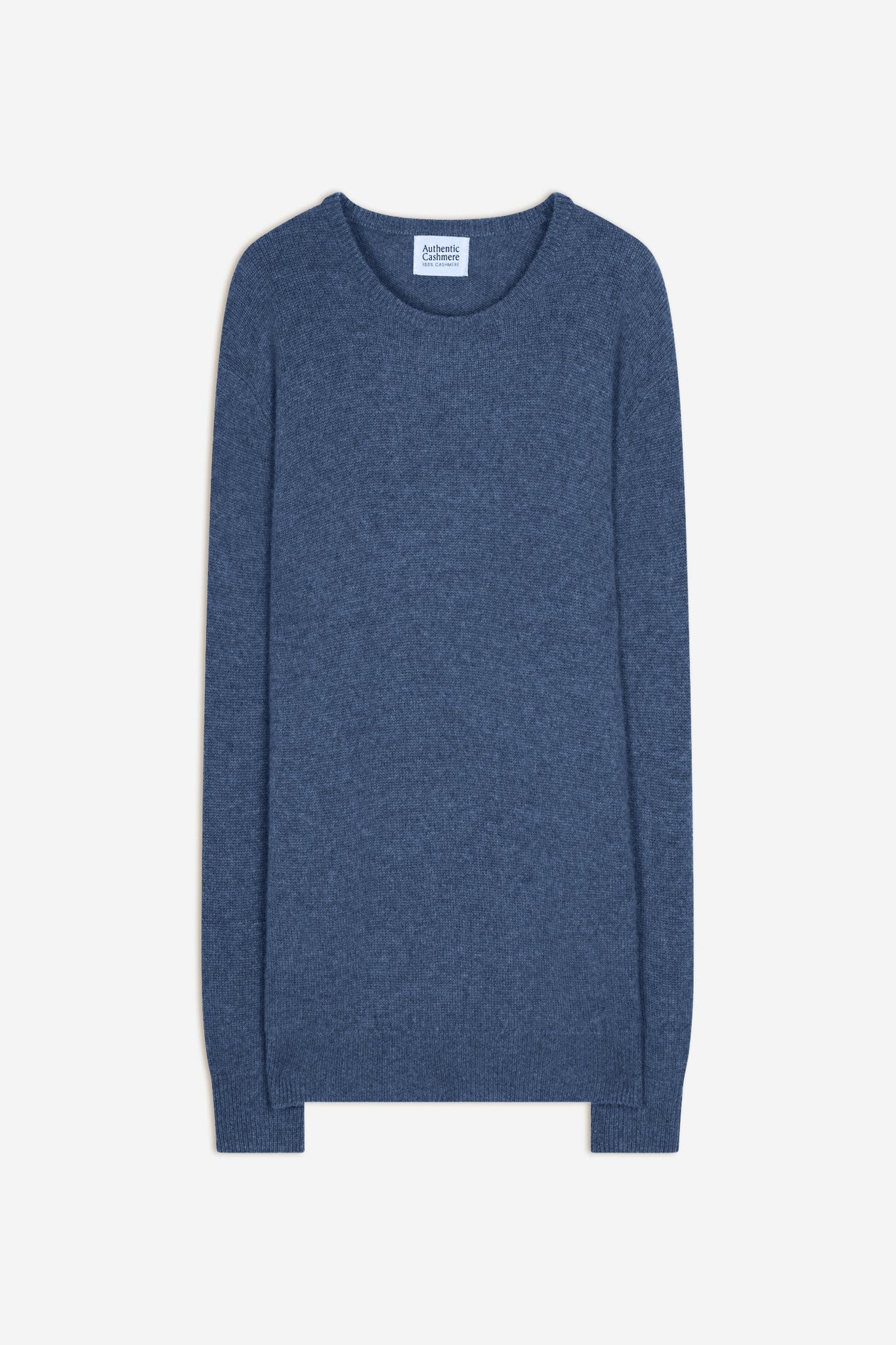 victo pull col rond 4 fils bleu denim 100% cachemire