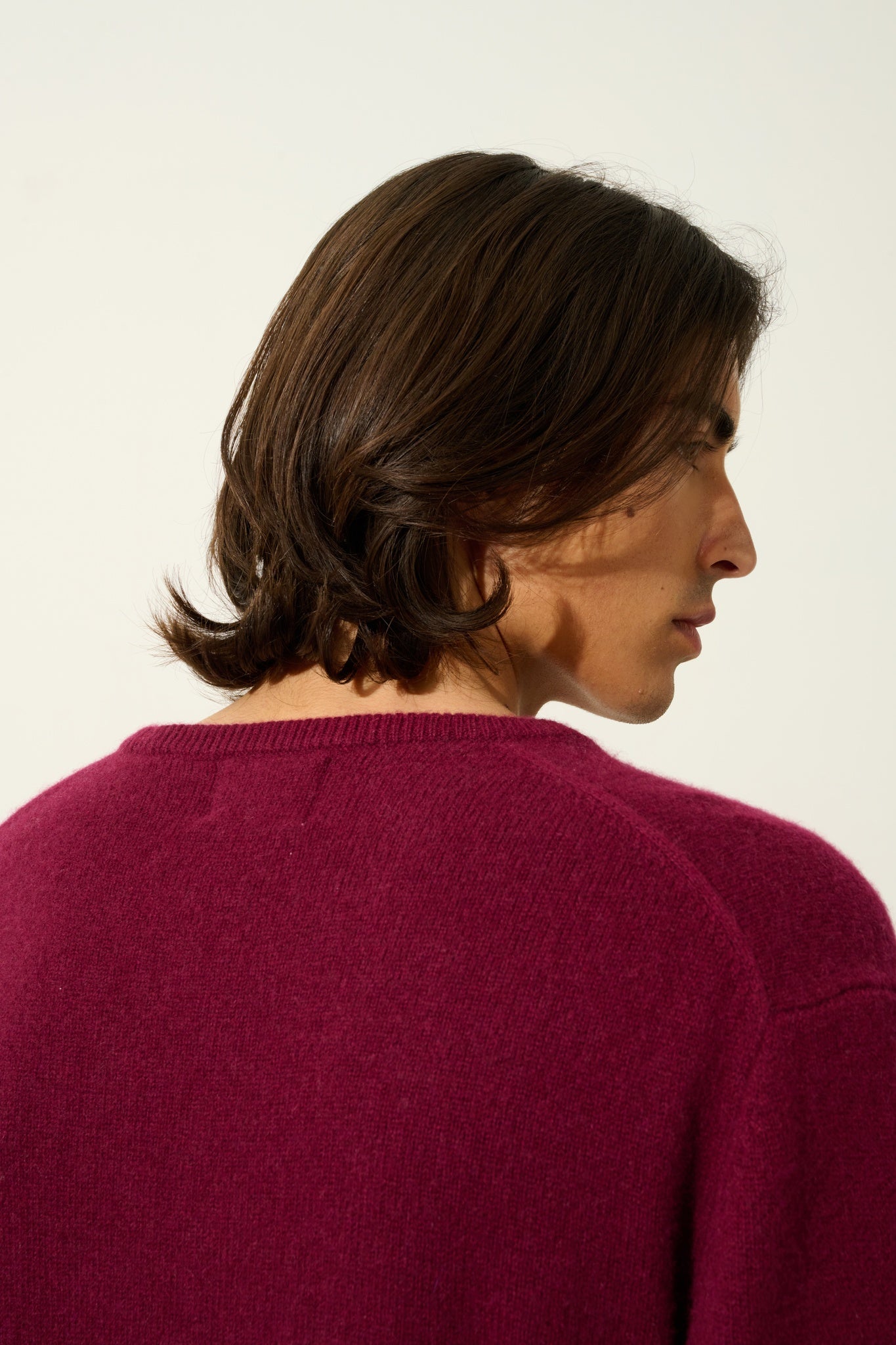 VICTO 4-fädiger burgunderfarbener Rundhalspullover 100% Kaschmir