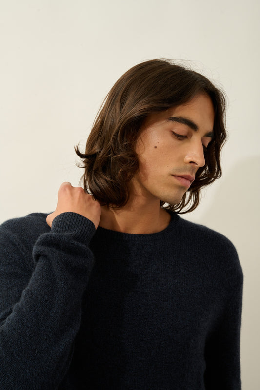 VICTO pull col rond 4 fils caviar 100% cachemire