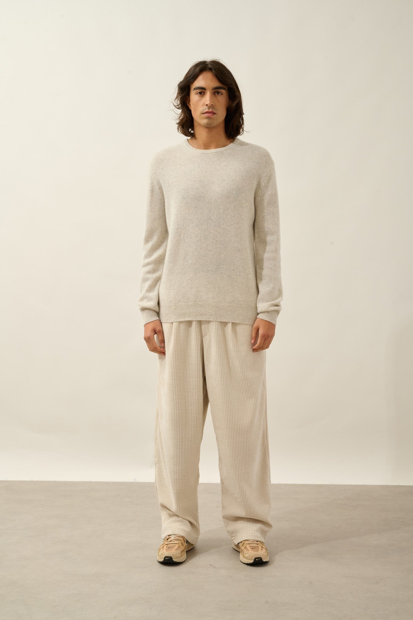 victo pull col rond 4 fils gris perle chiné 100% cachemire