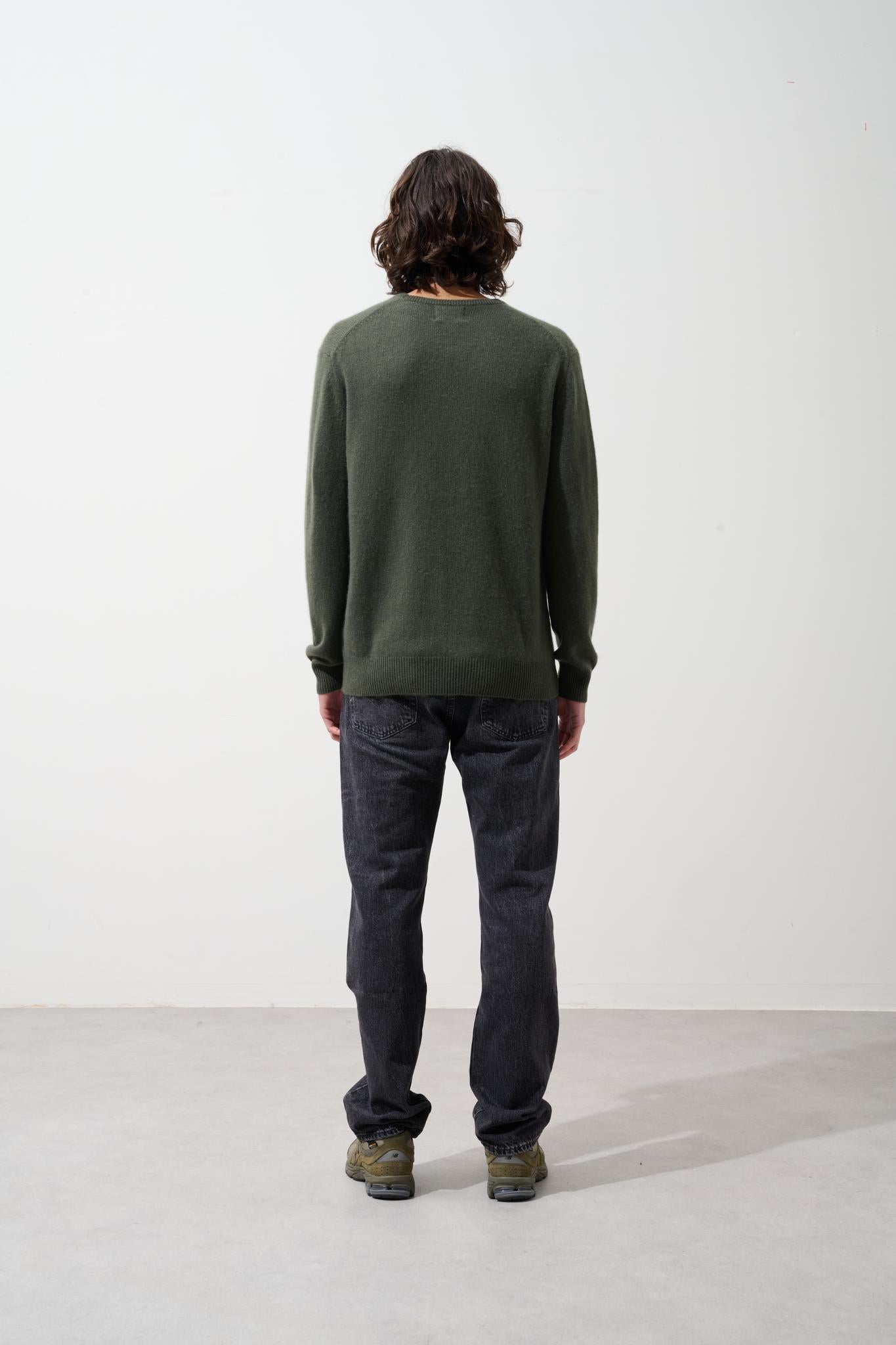 VICTO Pullover mit Rundhalsausschnitt 4 Fäden khaki 100% Kaschmir