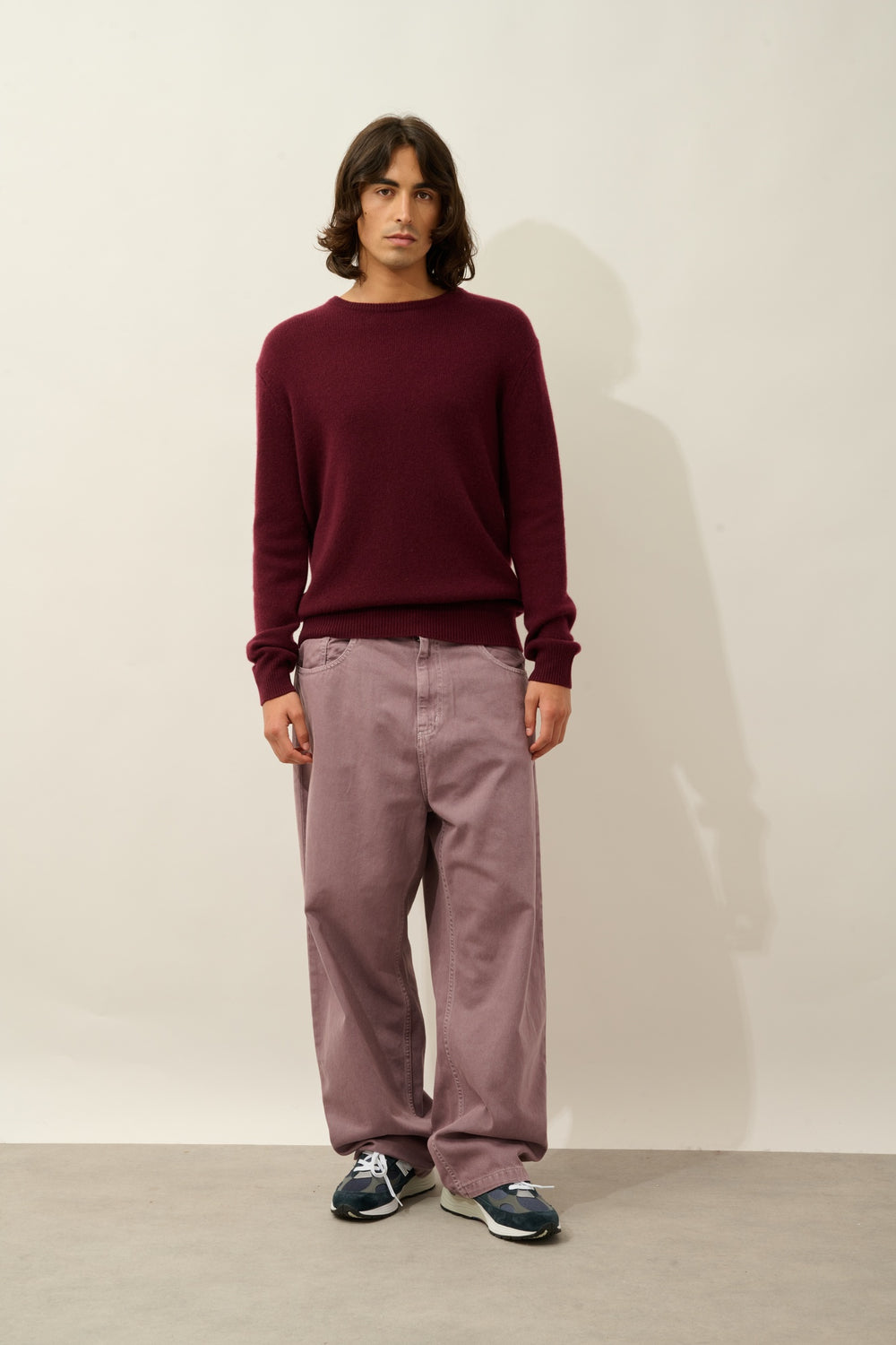 VICTO pull col rond 4 fils mûre 100% cachemire