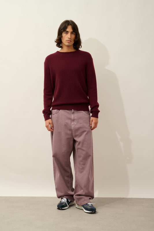 VICTO pull col rond 4 fils mûre 100% cachemire