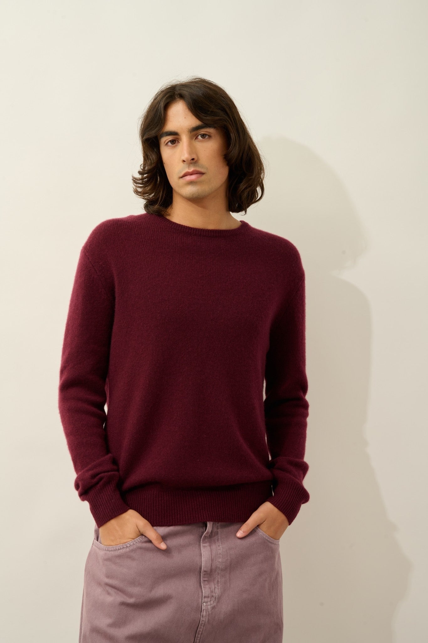 victo pull col rond 4 fils mûre 100% cachemire