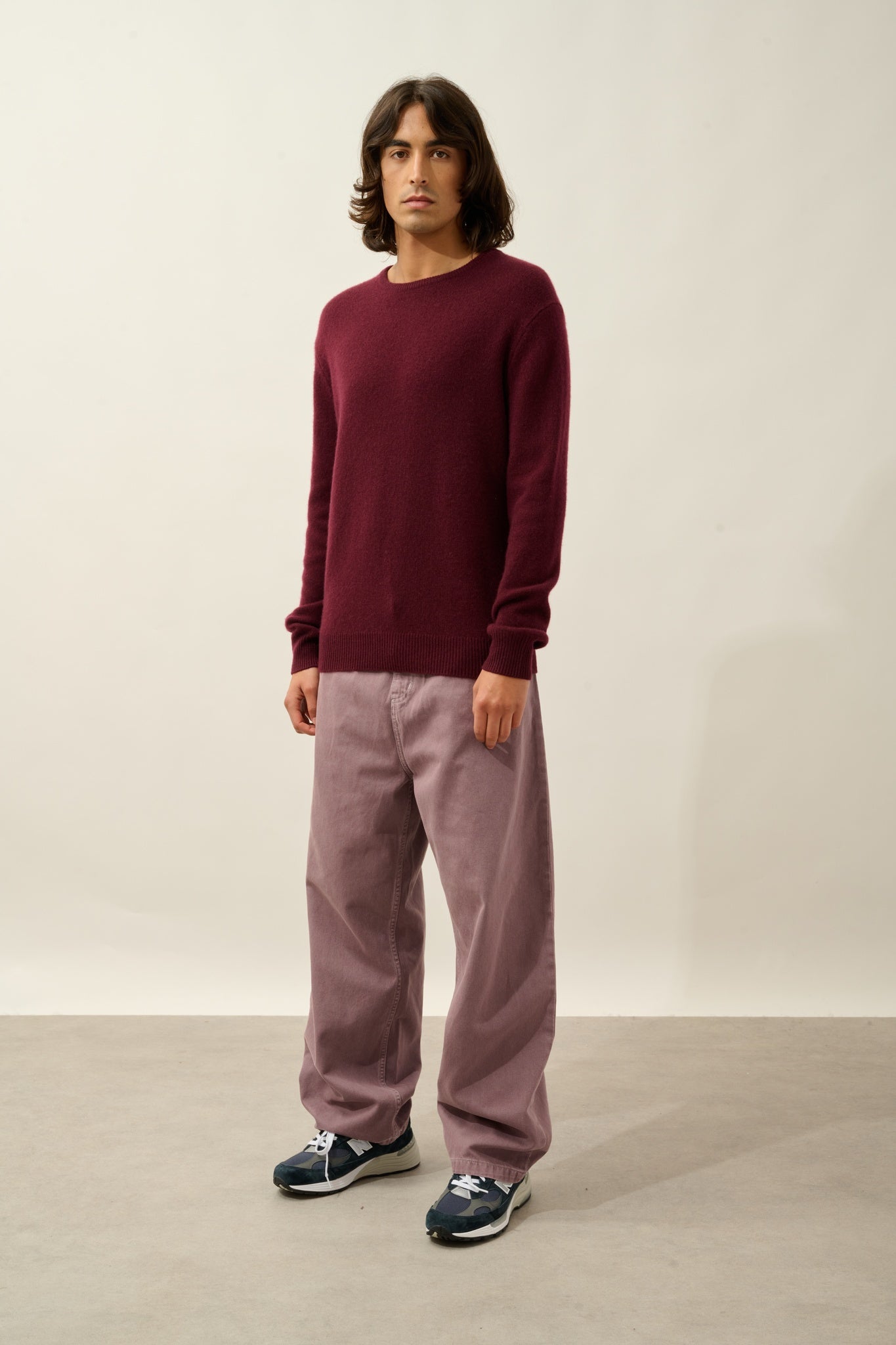 VICTO pull col rond 4 fils mûre 100% cachemire