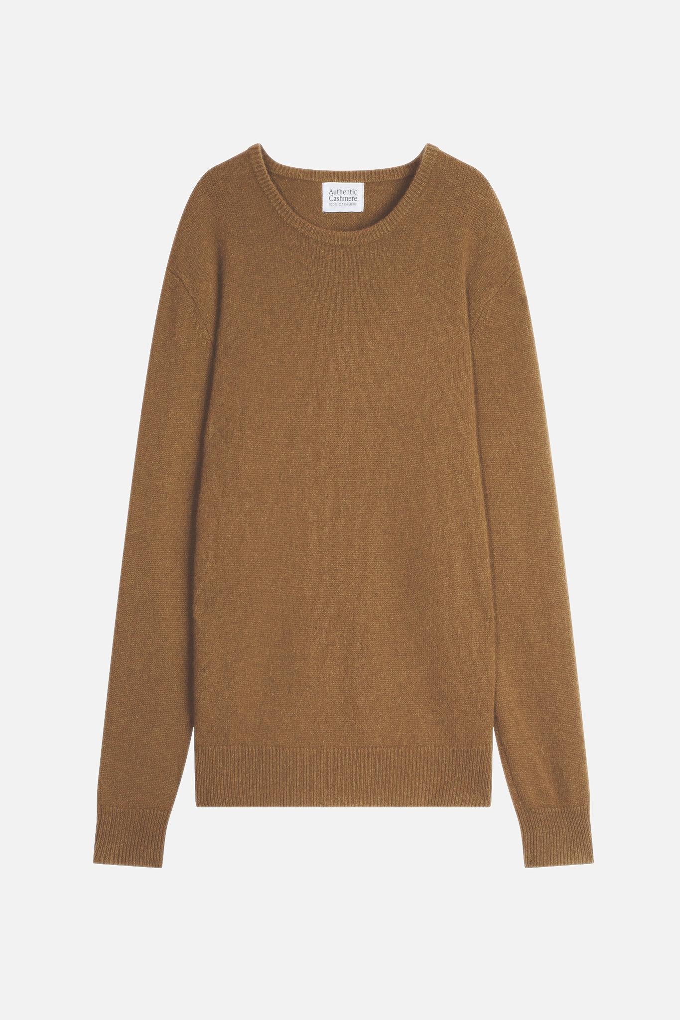 VICTO 4-thread hazelnut round-neck sweater 100% cashmere