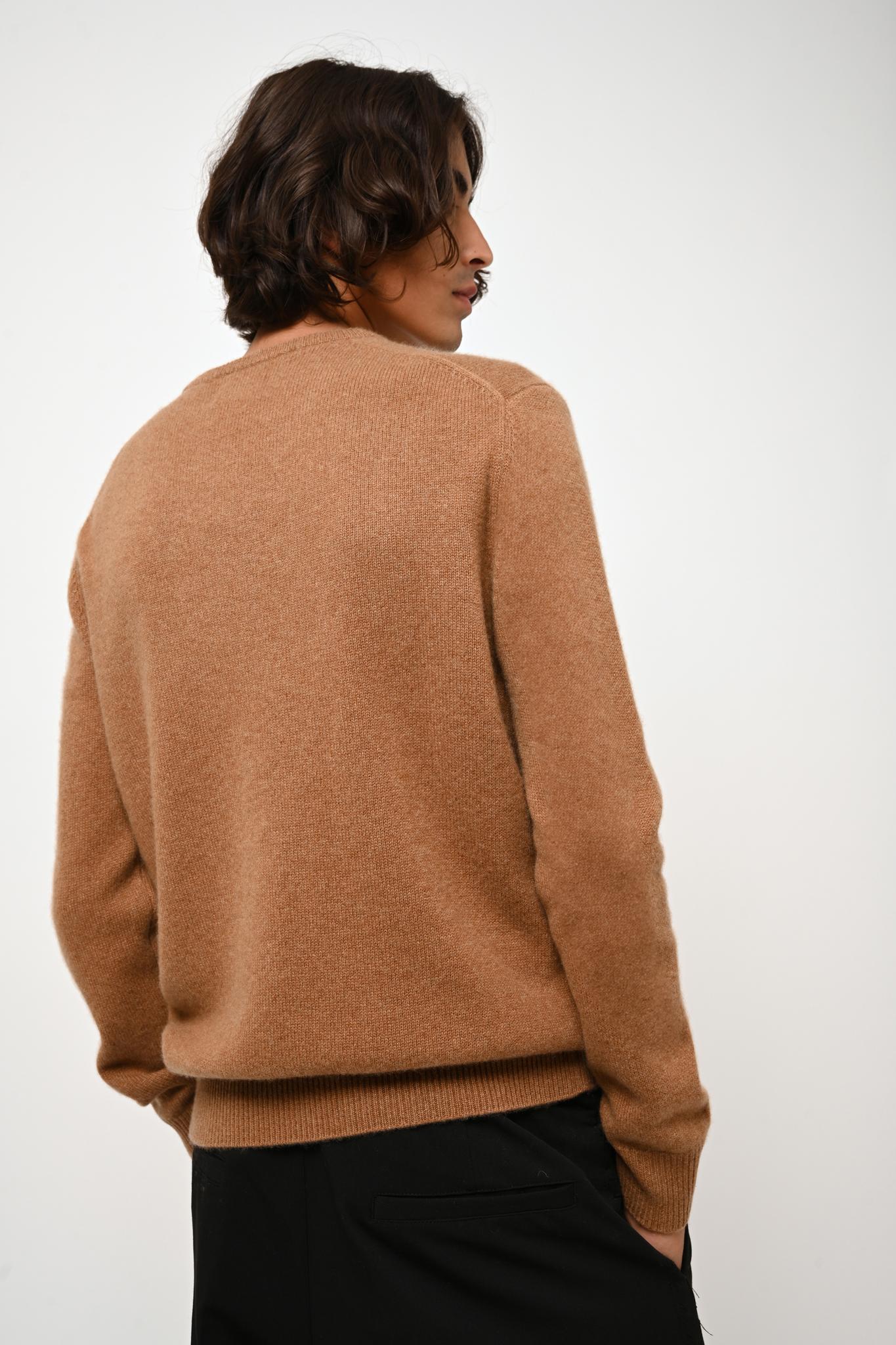 VICTO 4-thread hazelnut round-neck sweater 100% cashmere