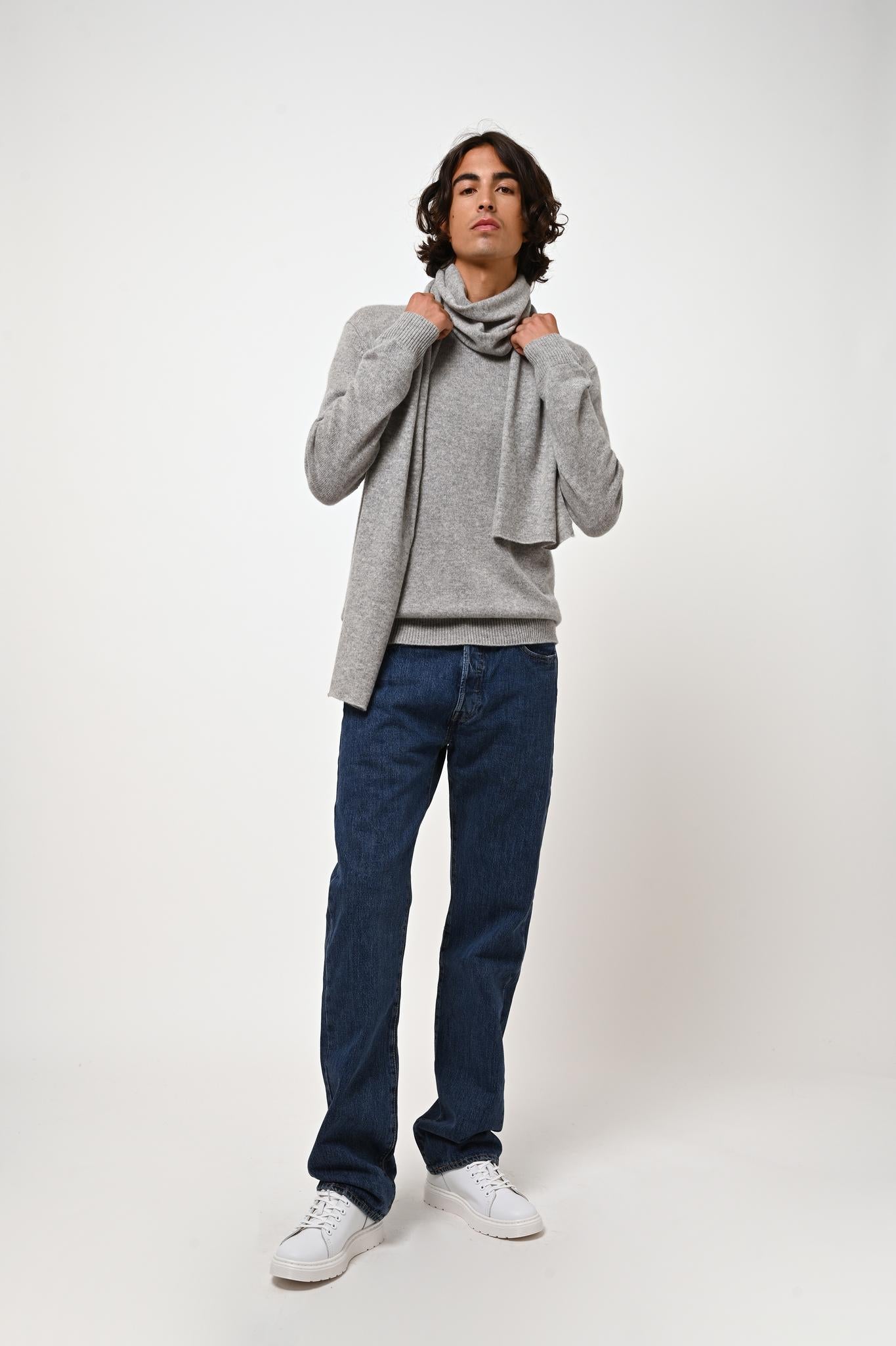 VICTO 4-thread mottled cloud round-neck sweater 100% cashmere