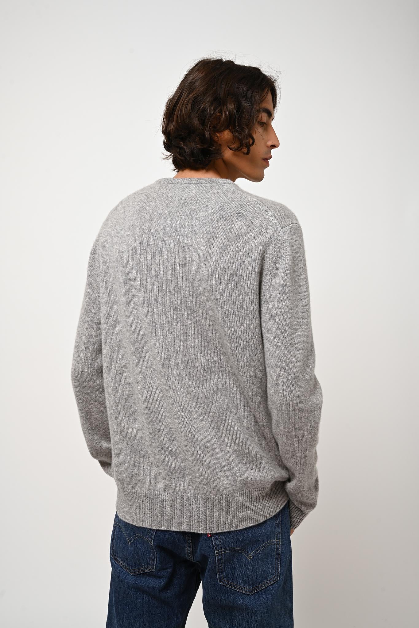 VICTO 4-thread mottled cloud round-neck sweater 100% cashmere