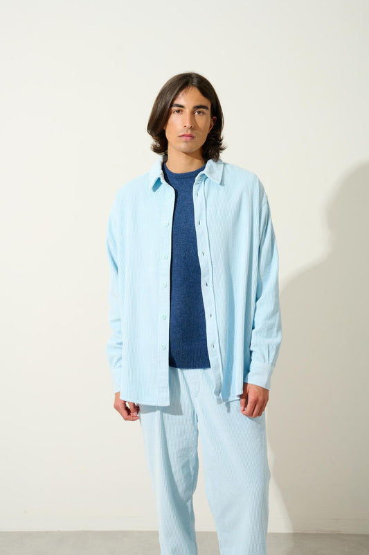 VICTO 4-thread ocean mottled round-neck sweater 100% cashmere