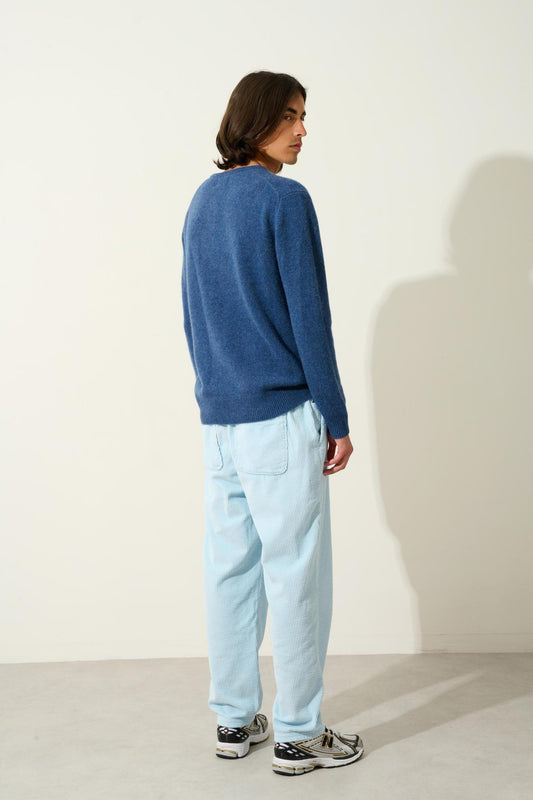 VICTO 4-thread ocean mottled round-neck sweater 100% cashmere