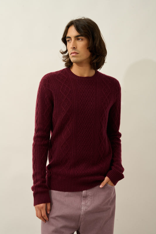 WIND pull col rond 4 fils mûre 100% cachemire
