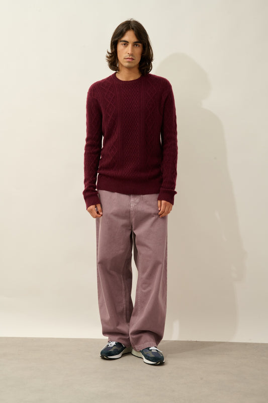 WIND pull col rond 4 fils mûre 100% cachemire