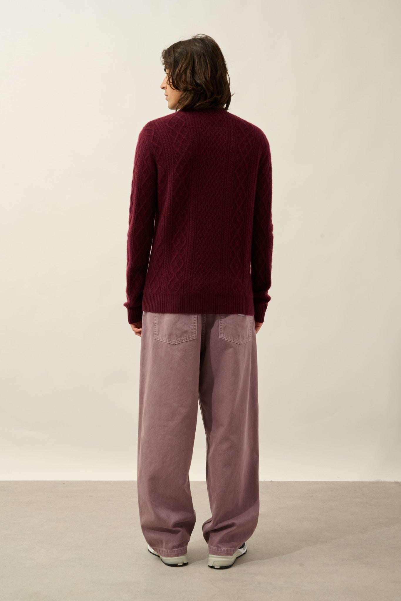 wind pull col rond 4 fils mûre 100% cachemire