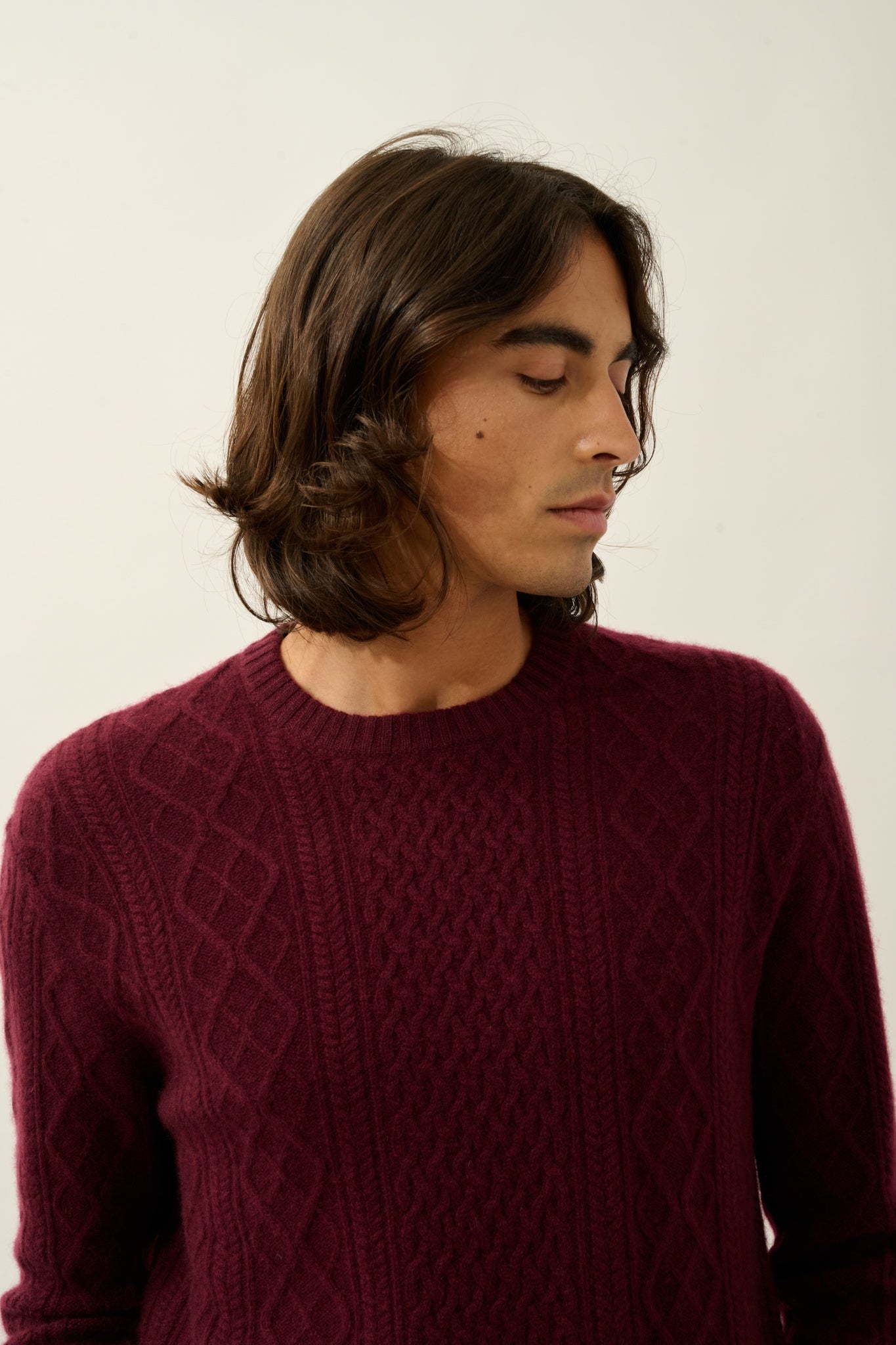 WIND pull col rond 4 fils mûre 100% cachemire