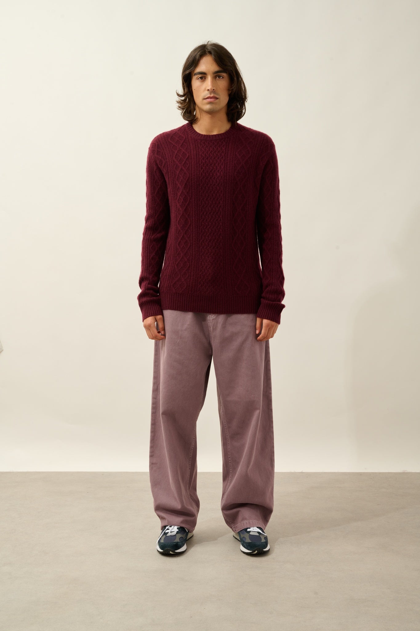 WIND pull col rond 4 fils mûre 100% cachemire