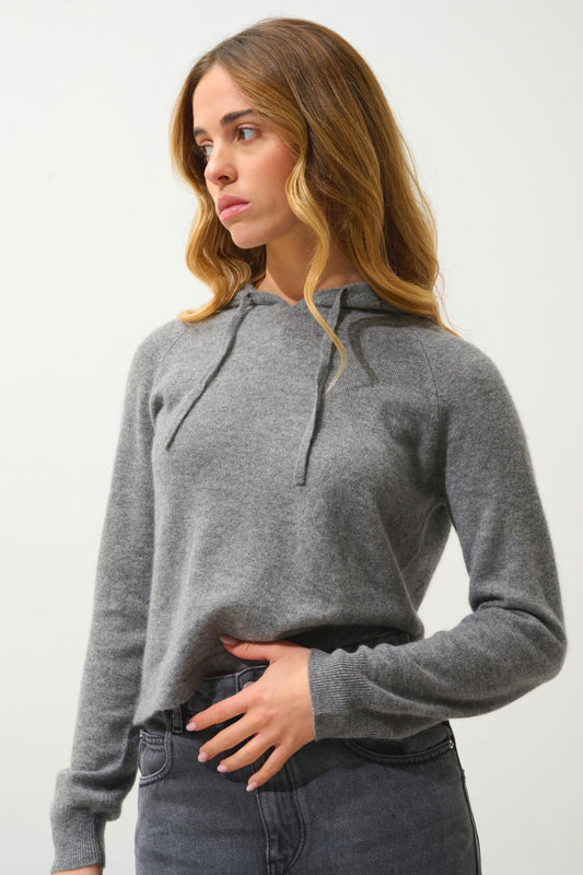 YARLSIDE mottled flannel hoody 100% cashmere