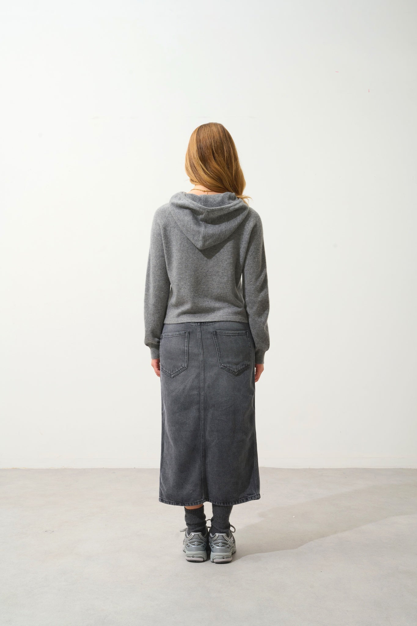 YARLSIDE pull capuche flanelle chiné 100% cachemire