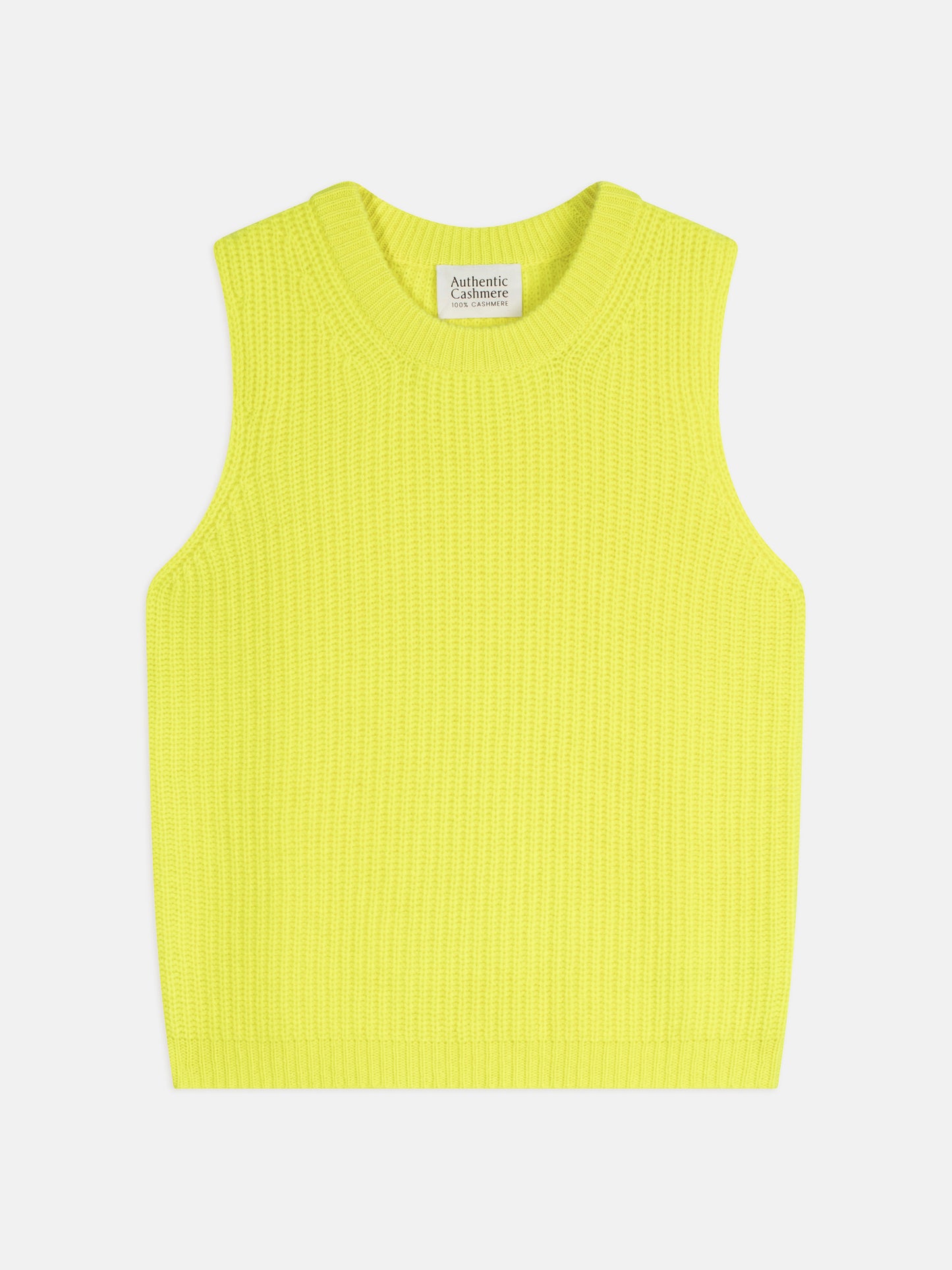 ZYRAEN débardeur col rond 6 fils jaune fluo 100% cachemire