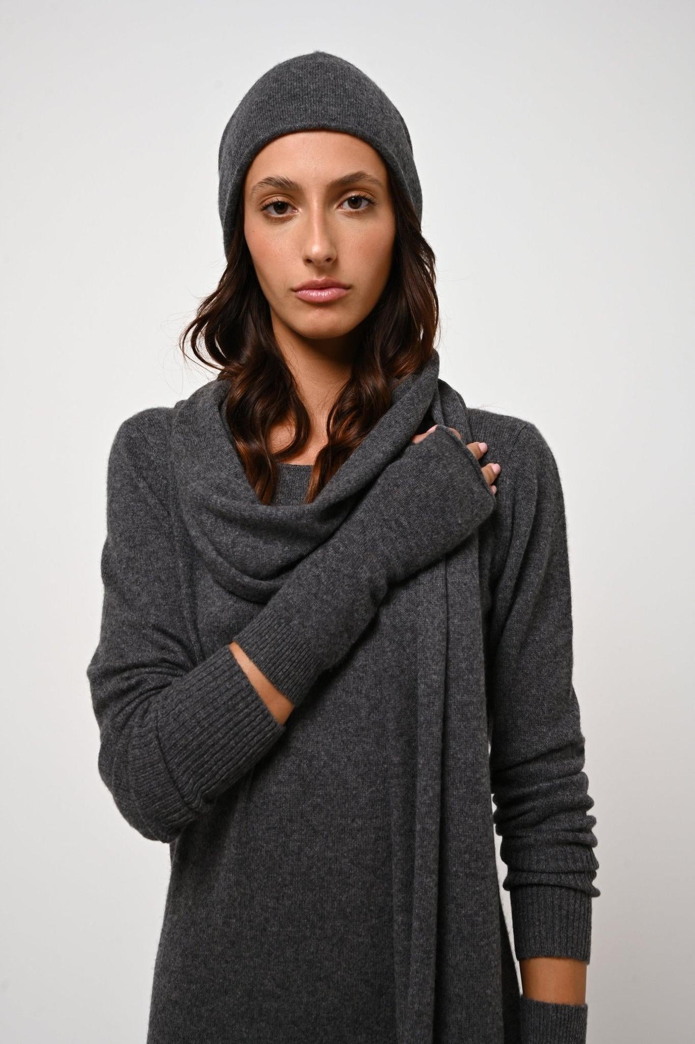 SERRE Fäustlinge anthrazit meliert 100% Kaschmir