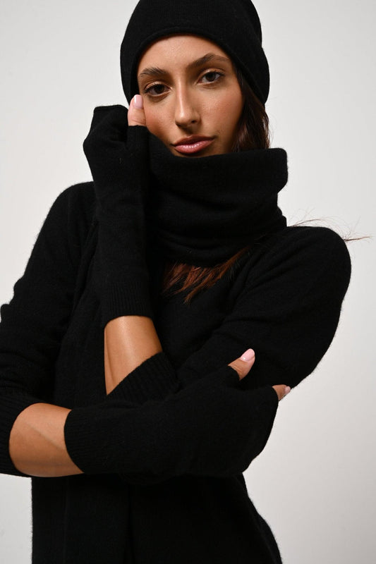 Black mittens 100% cashmere
