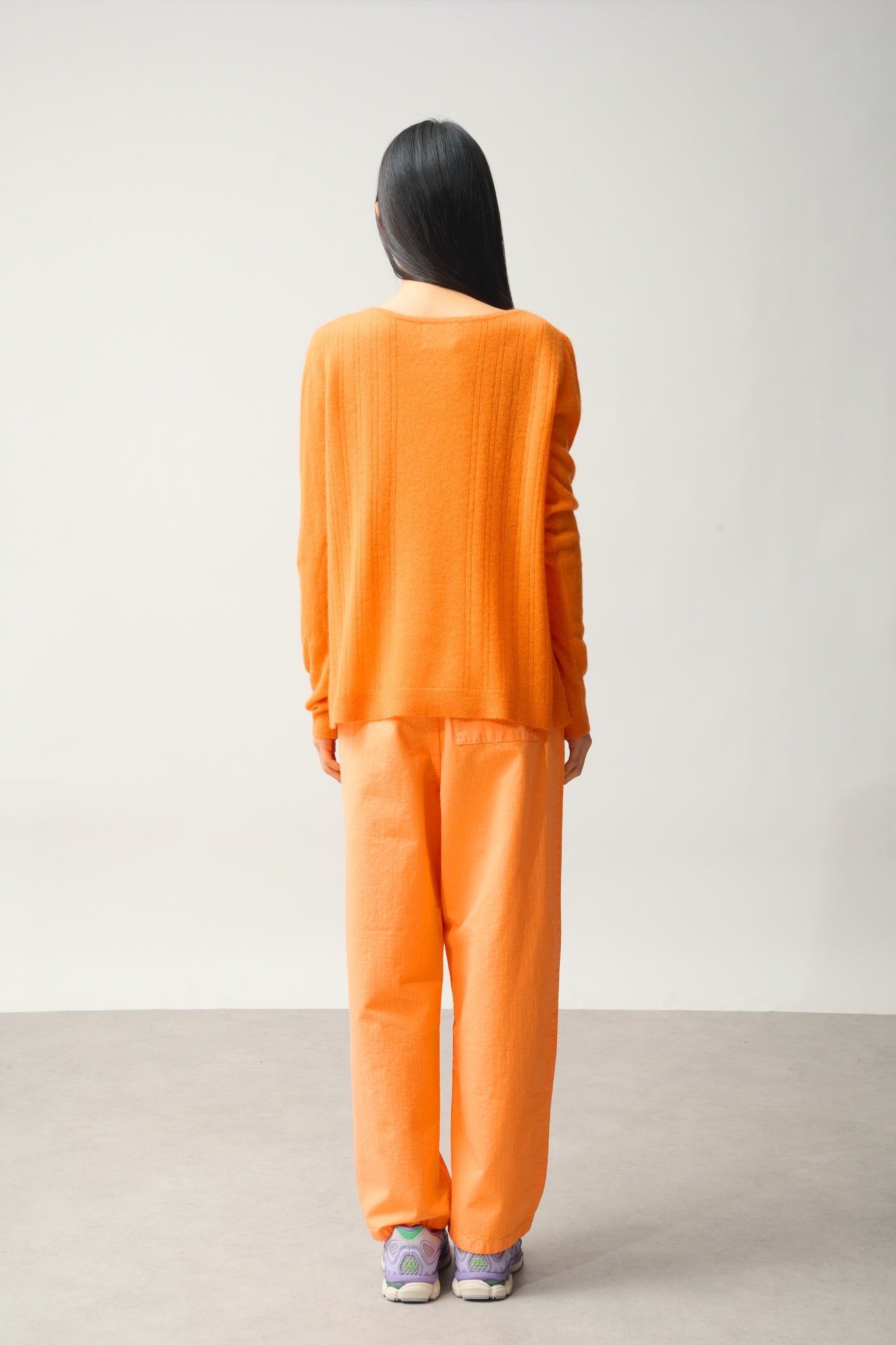 DIANA pull col bateau mandarine 100% cachemire