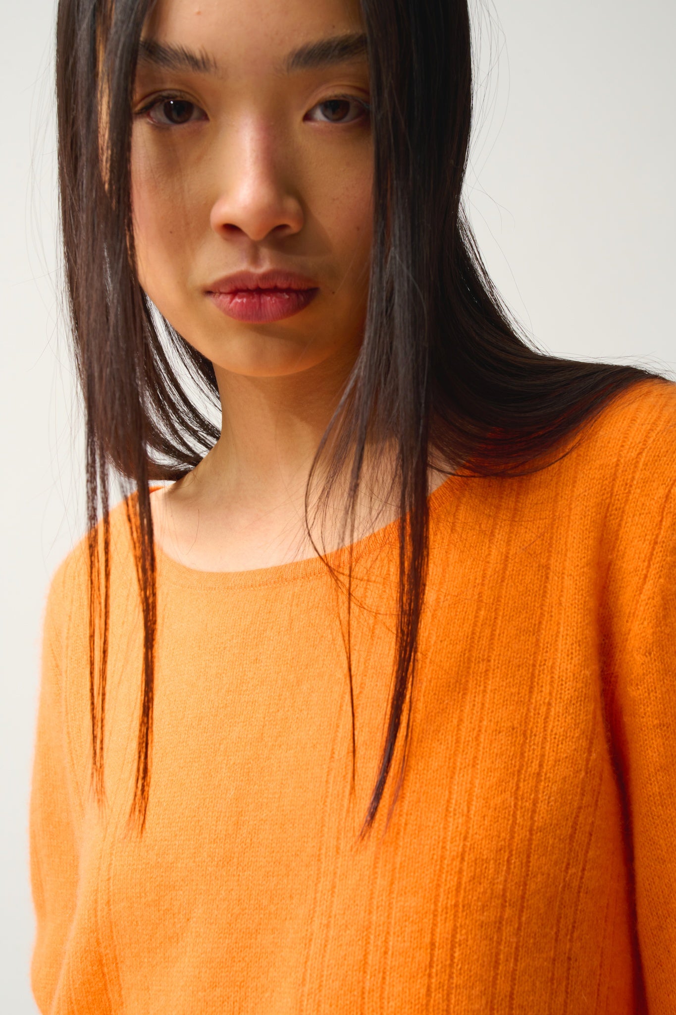 DIANA pull col bateau mandarine 100% cachemire