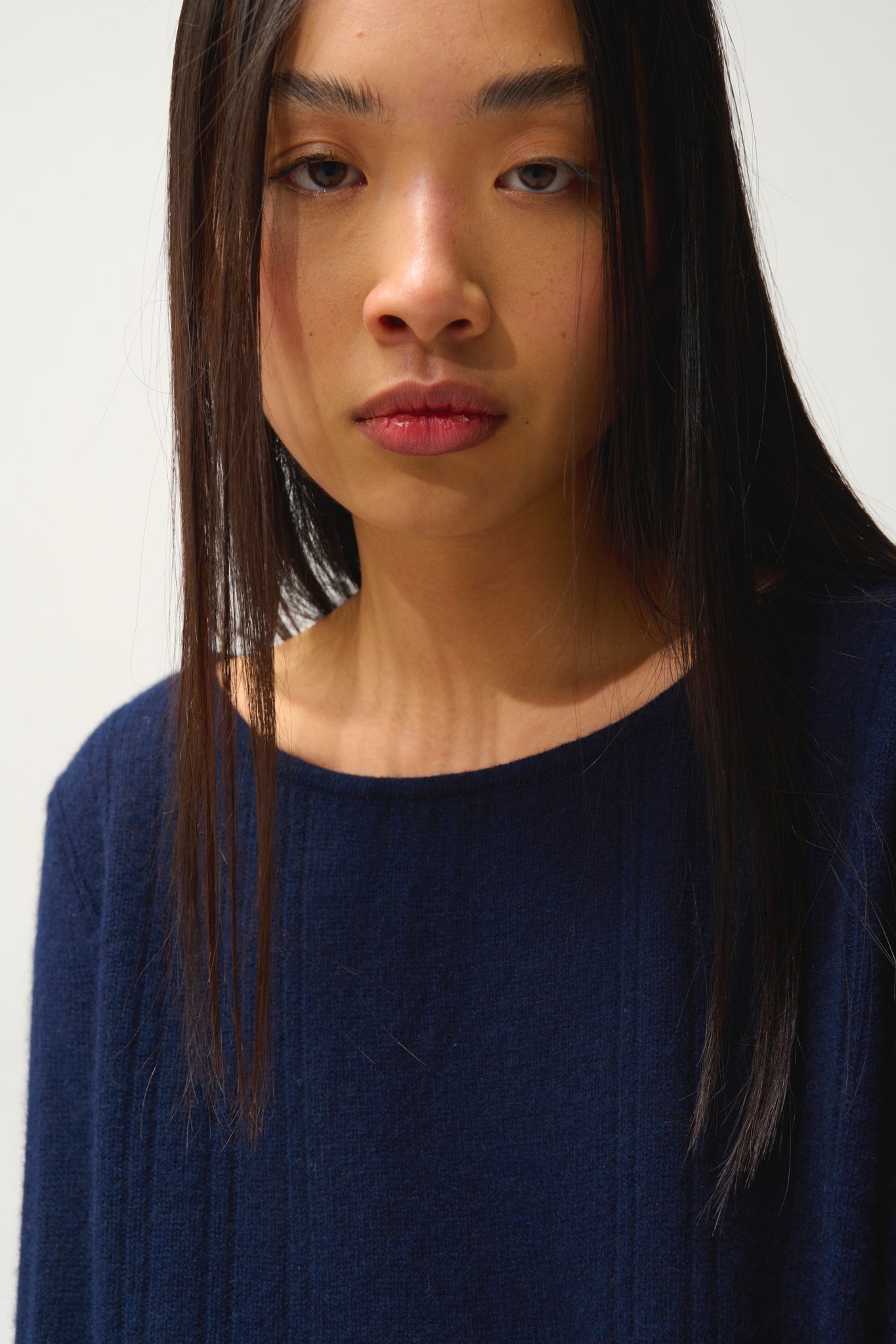 DIANA pull col bateau navy 100% cachemire