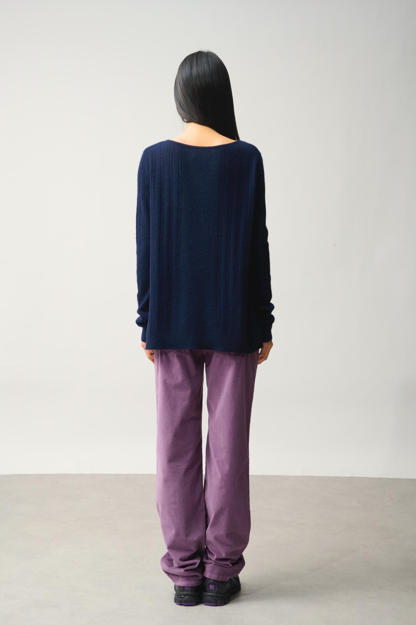 DIANA navy boat-neck sweater 100% cashmere