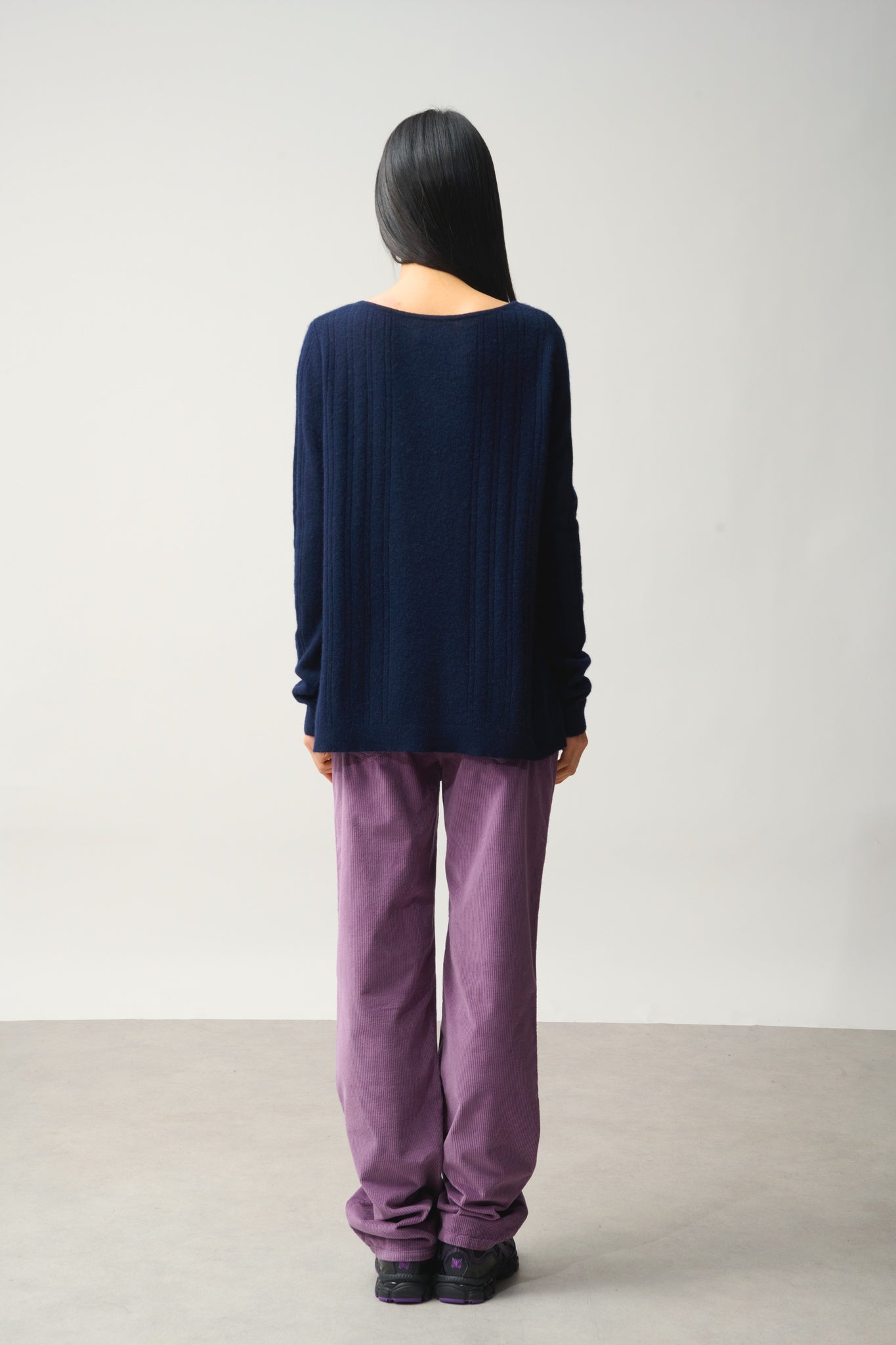 DIANA pull col bateau navy 100% cachemire