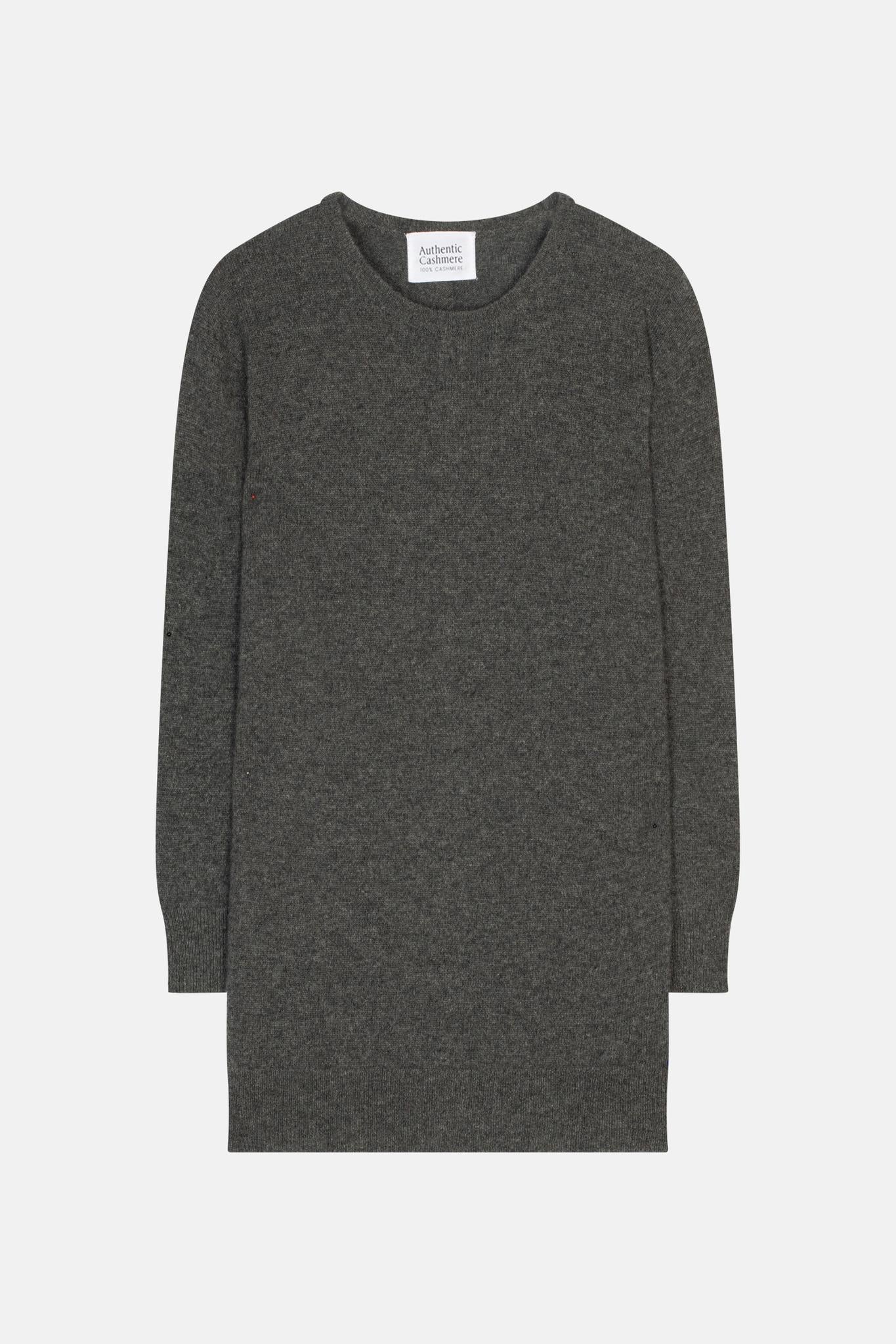 ESTARIS Pullover mit Rundhalsausschnitt und geknöpftem Rücken anthrazit meliert 100% Kaschmir