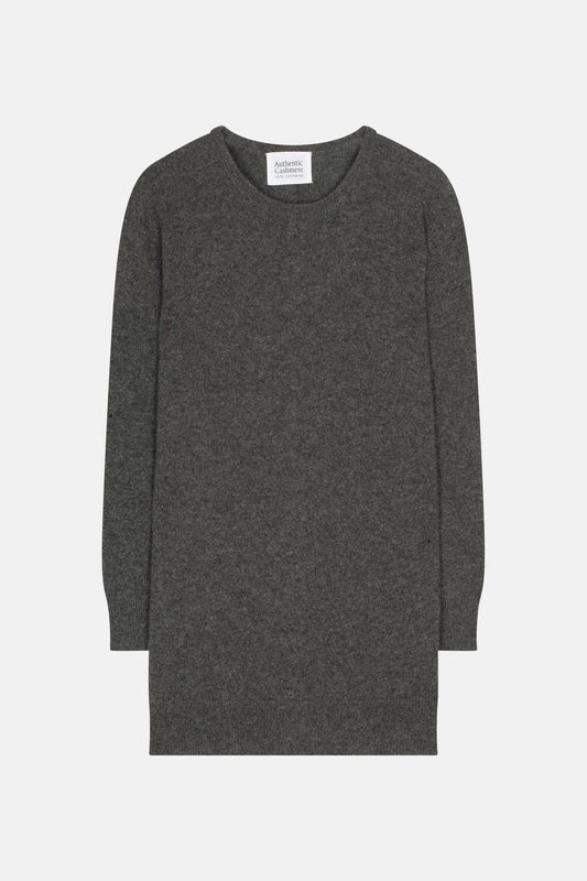 ESTARIS Pullover mit Rundhalsausschnitt und geknöpftem Rücken anthrazit meliert 100% Kaschmir