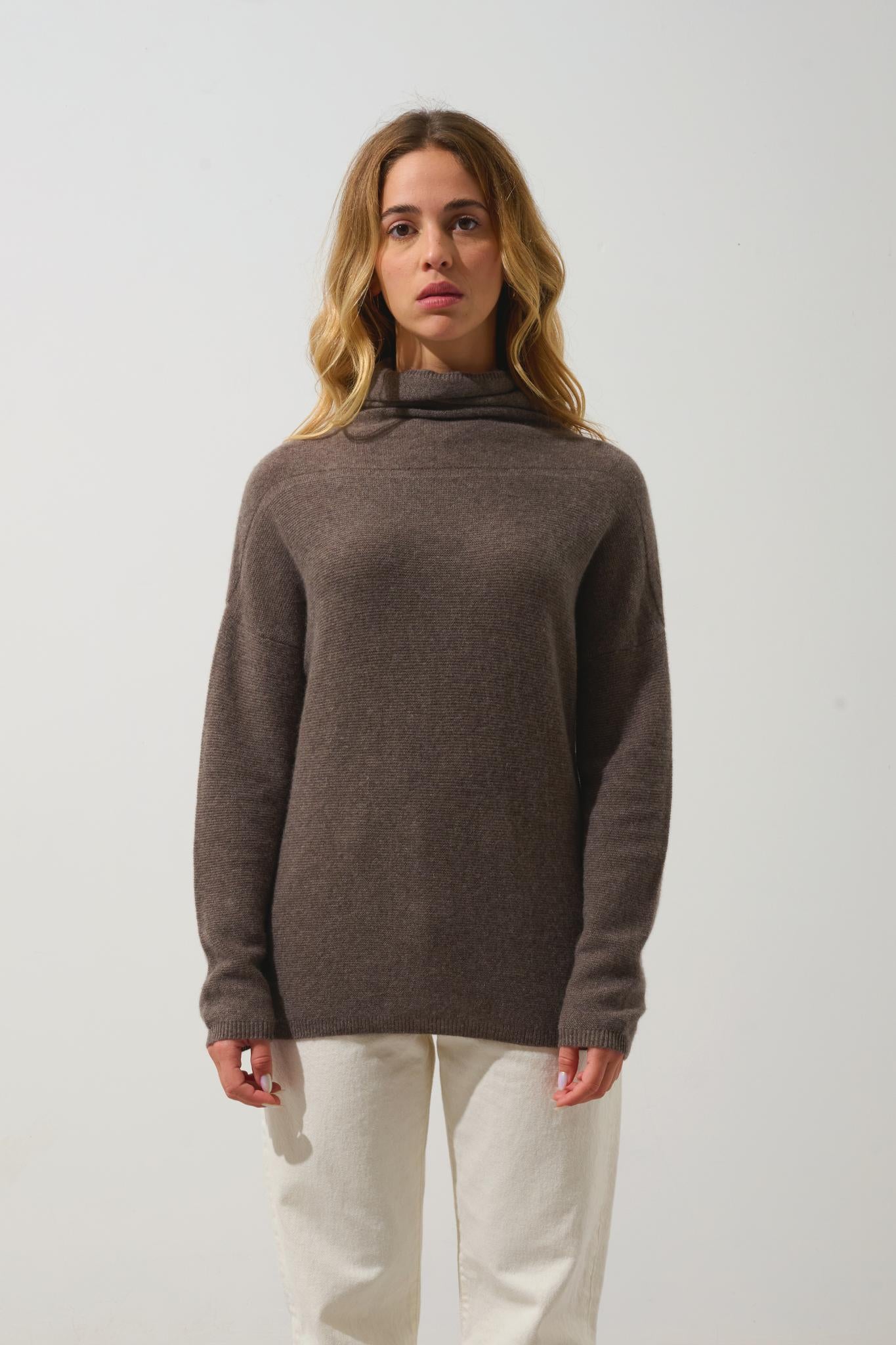 COLLIN Rollkragenpullover taupe meliert 100% Kaschmir