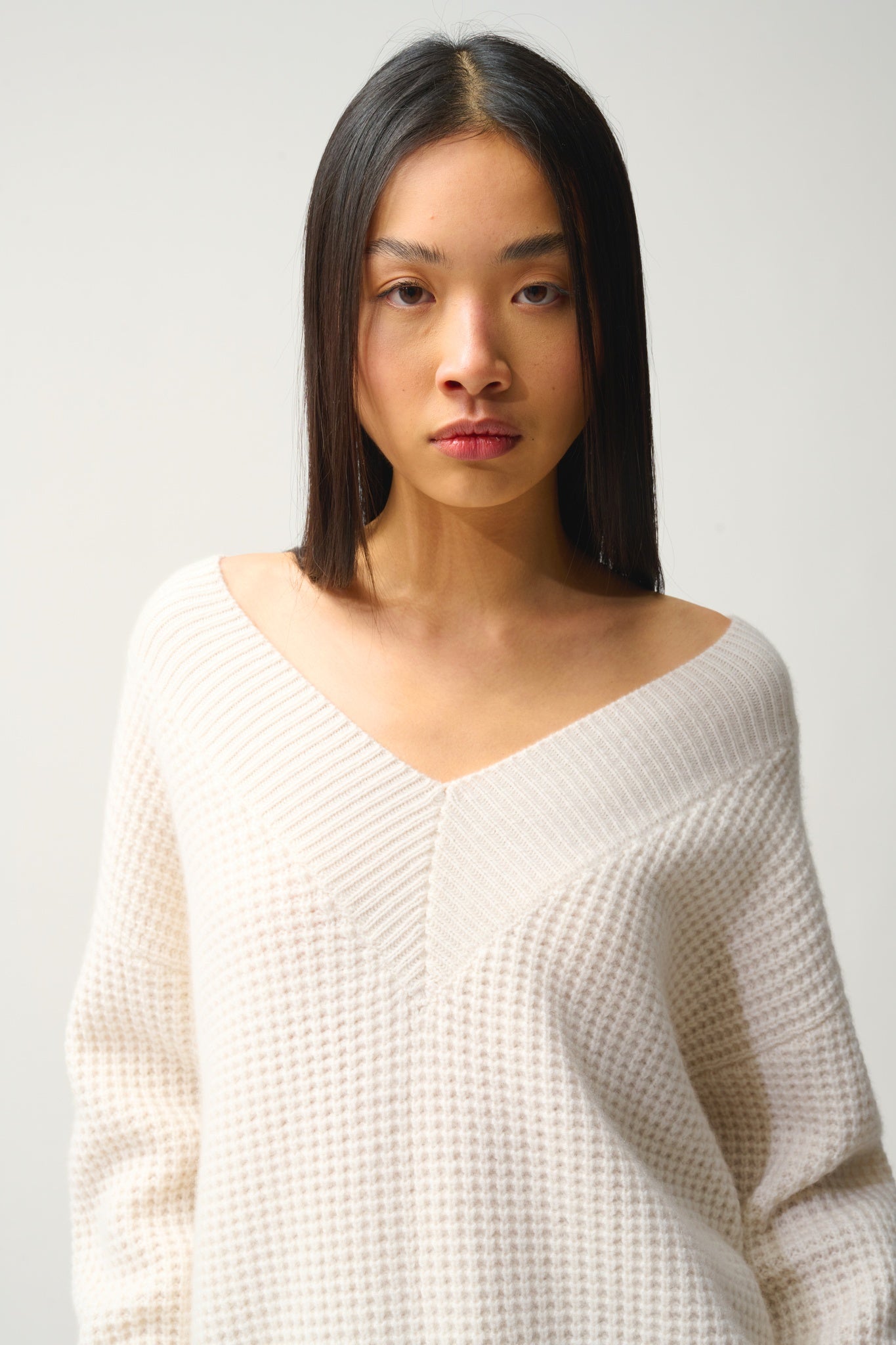 ALPANDE pull col v 8 fils neige 100% cachemire