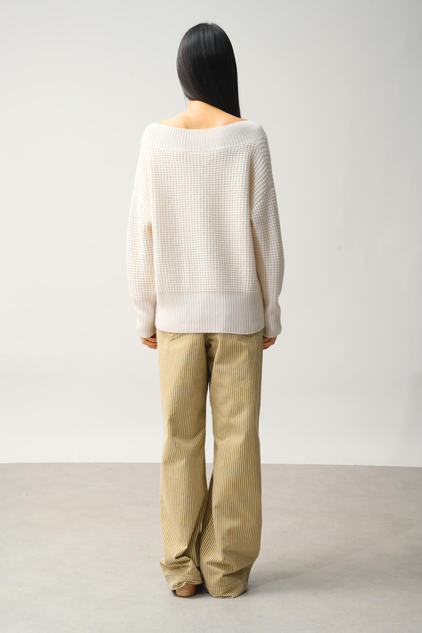 ALPANDE pull col v 8 fils neige 100% cachemire