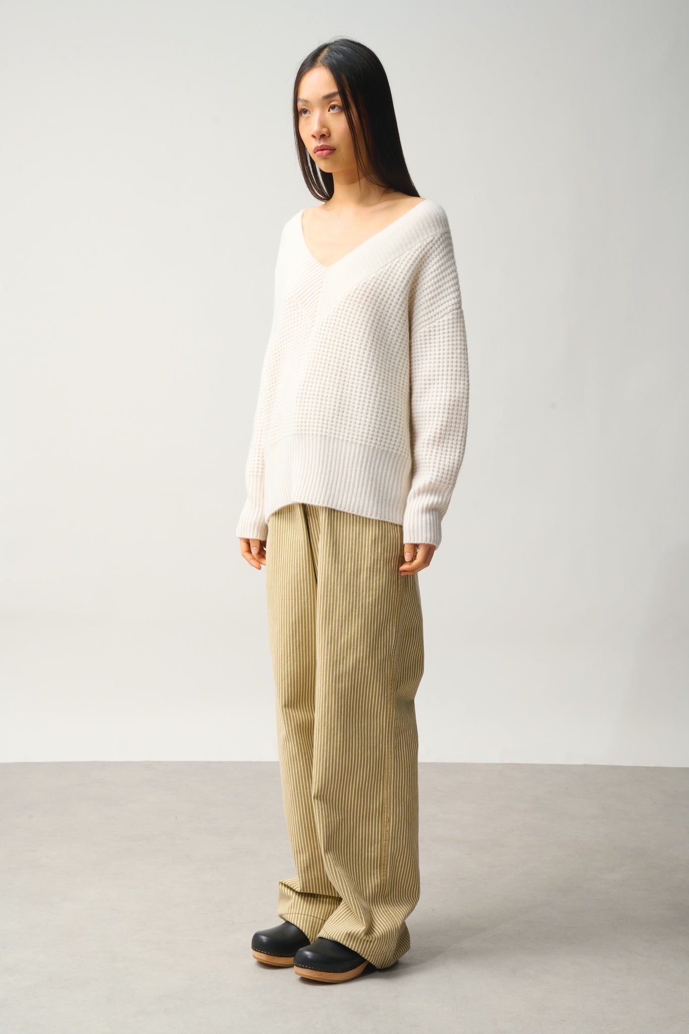 ALPANDE pull col v 8 fils neige 100% cachemire