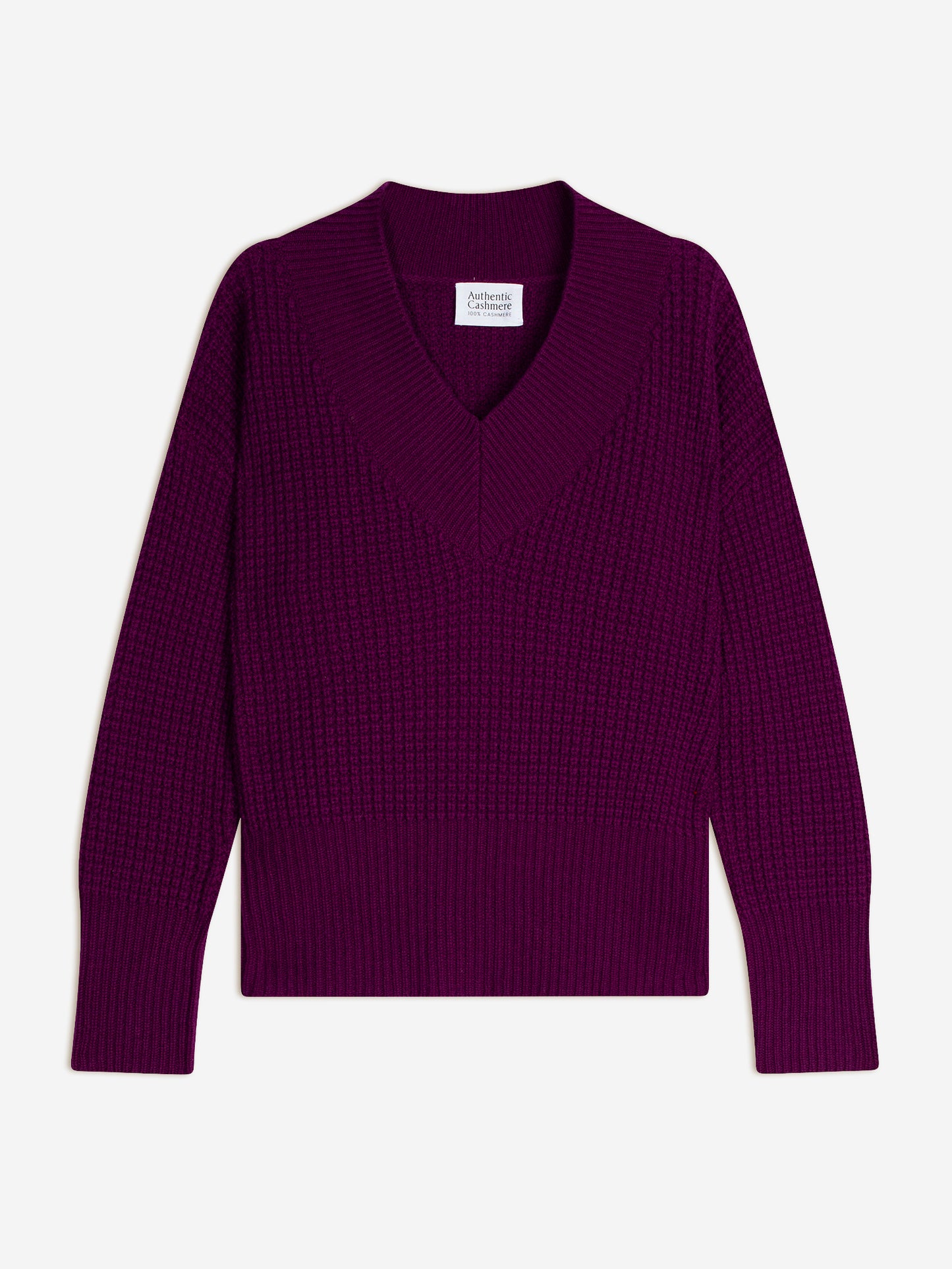 ALPANDE pull col v 8 fils prune 100% cachemire