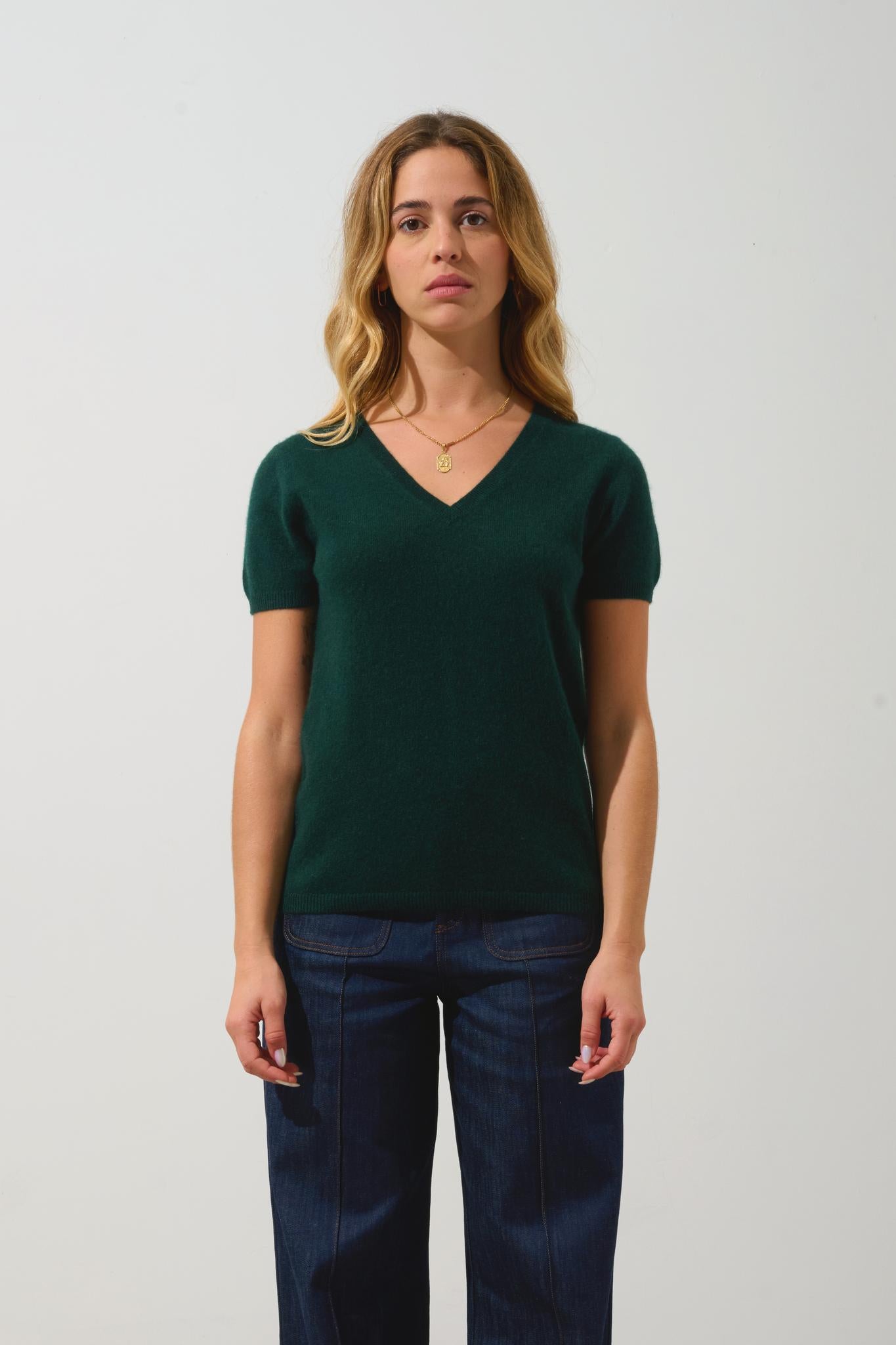 KALI thirt v-neck cypress 100% cashmere
