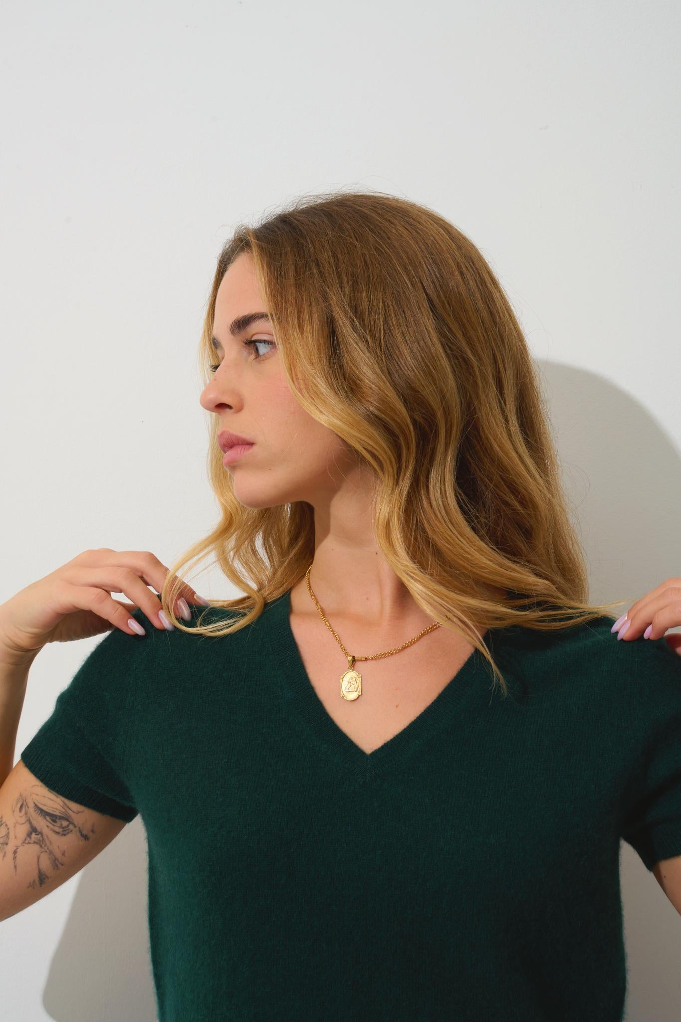 KALI thirt v-neck cypress 100% cashmere