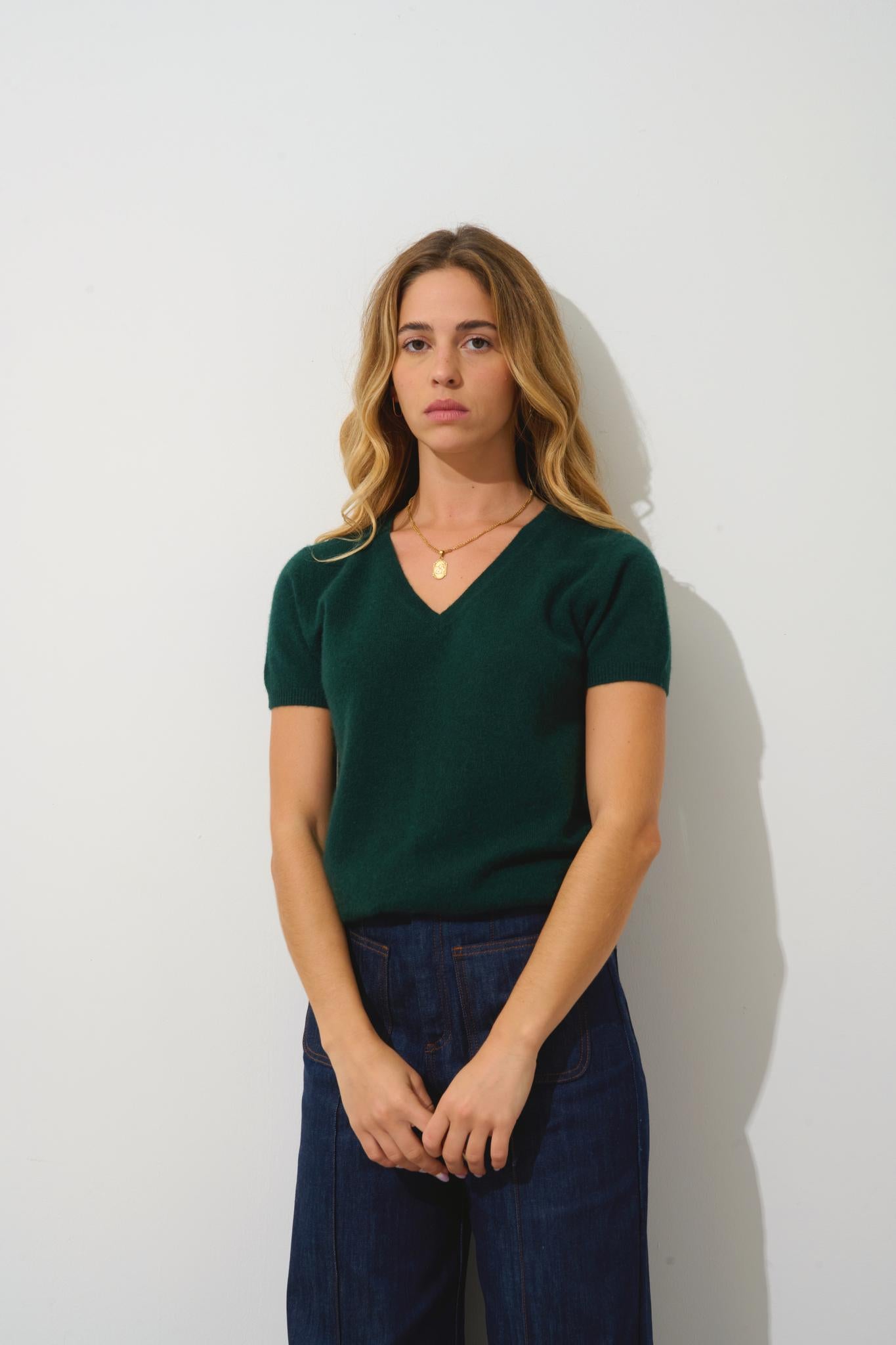 KALI thirt v-neck cypress 100% cashmere