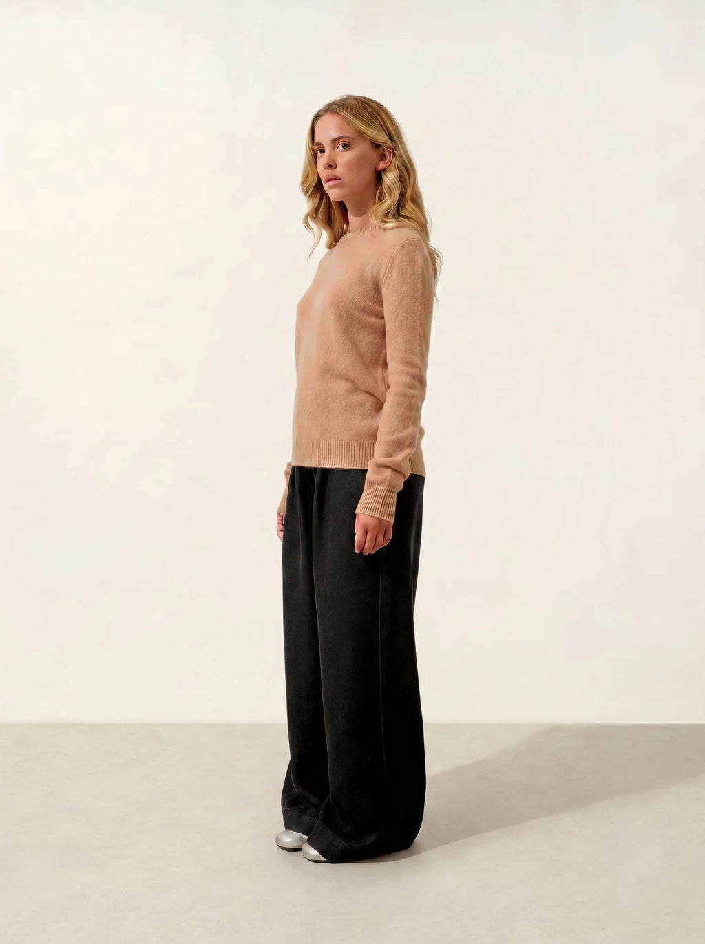 SYLOR Pull Col Rond 4 Fils Camel Chiné