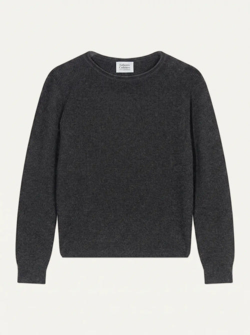 AURYON Pull Col Bateau Anthracite Chiné